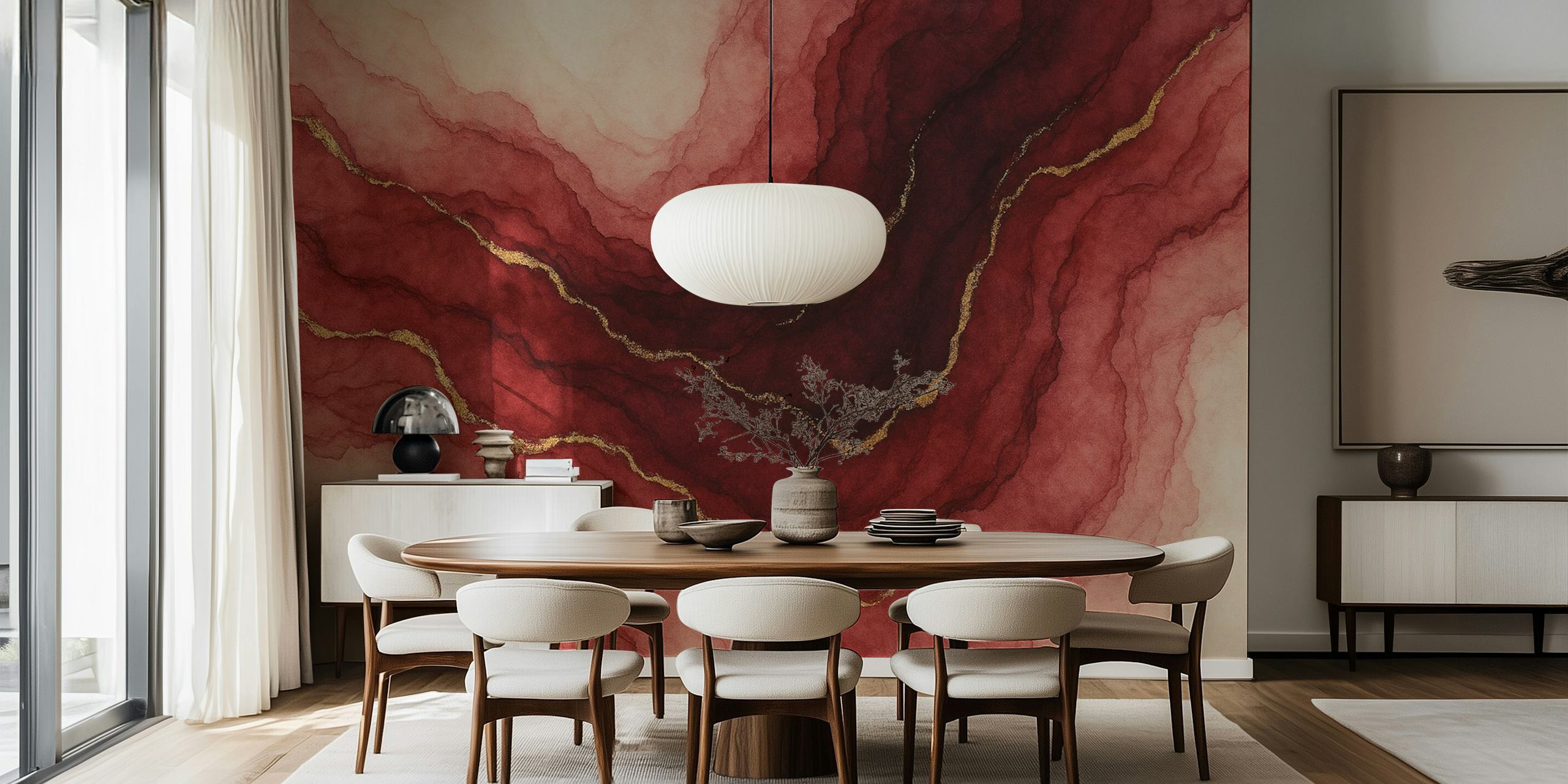 Tapeta Garnet Bloom w stylowym pokoju