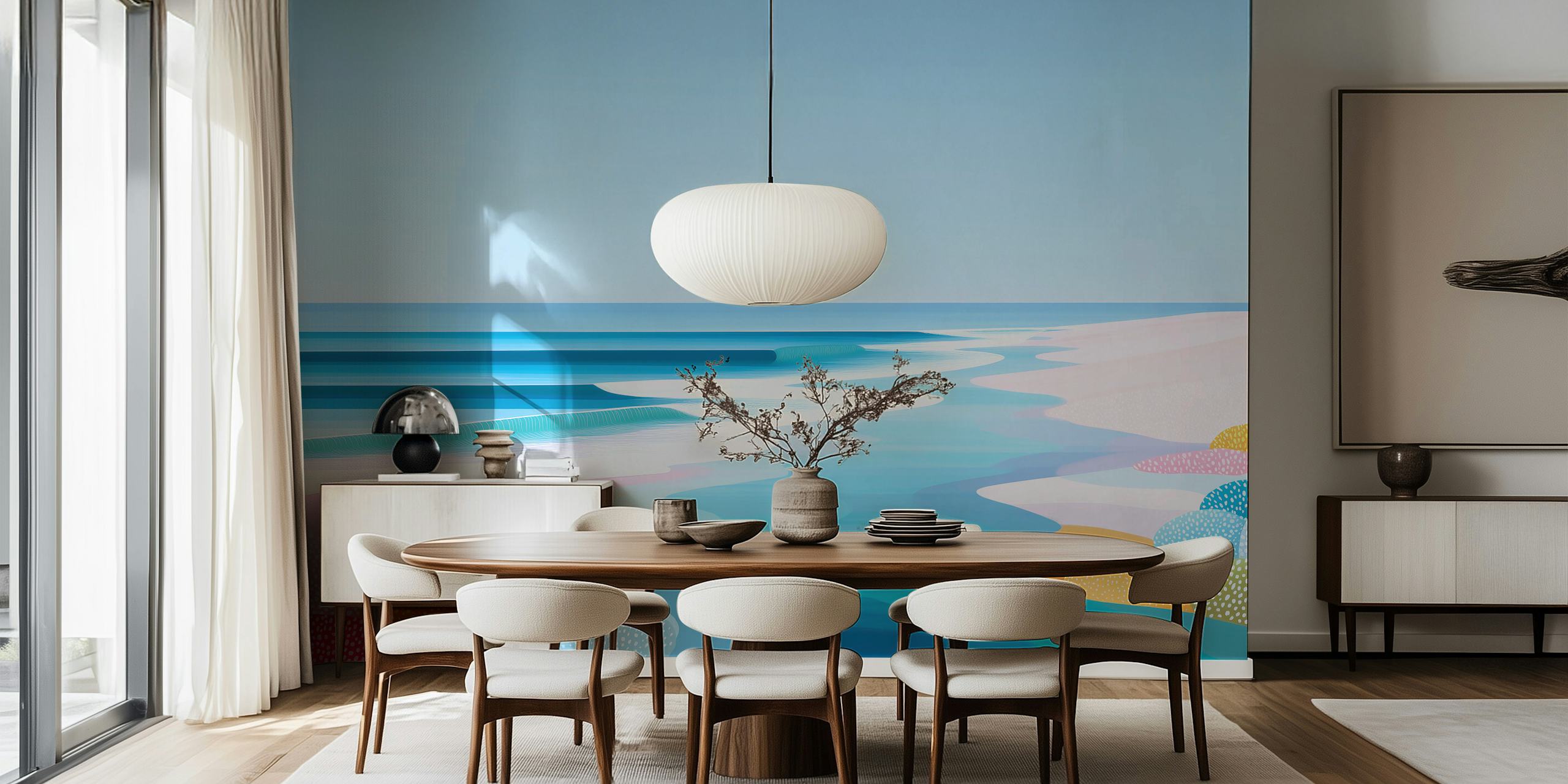 Gentle Waves Abstract Landscape pozadina u prostoriji