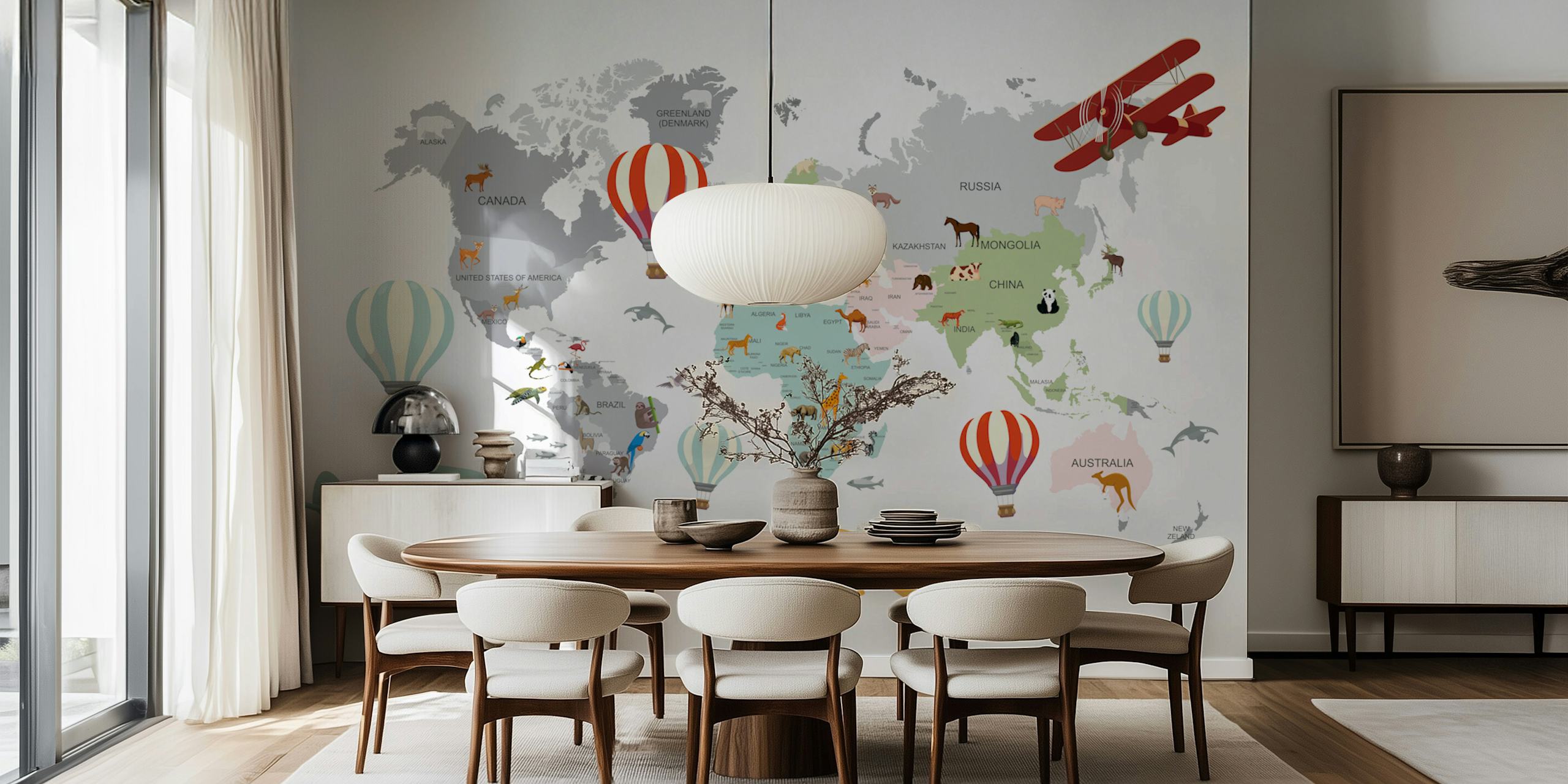 Whimsical World Map Decor σε ένα δωμάτιο