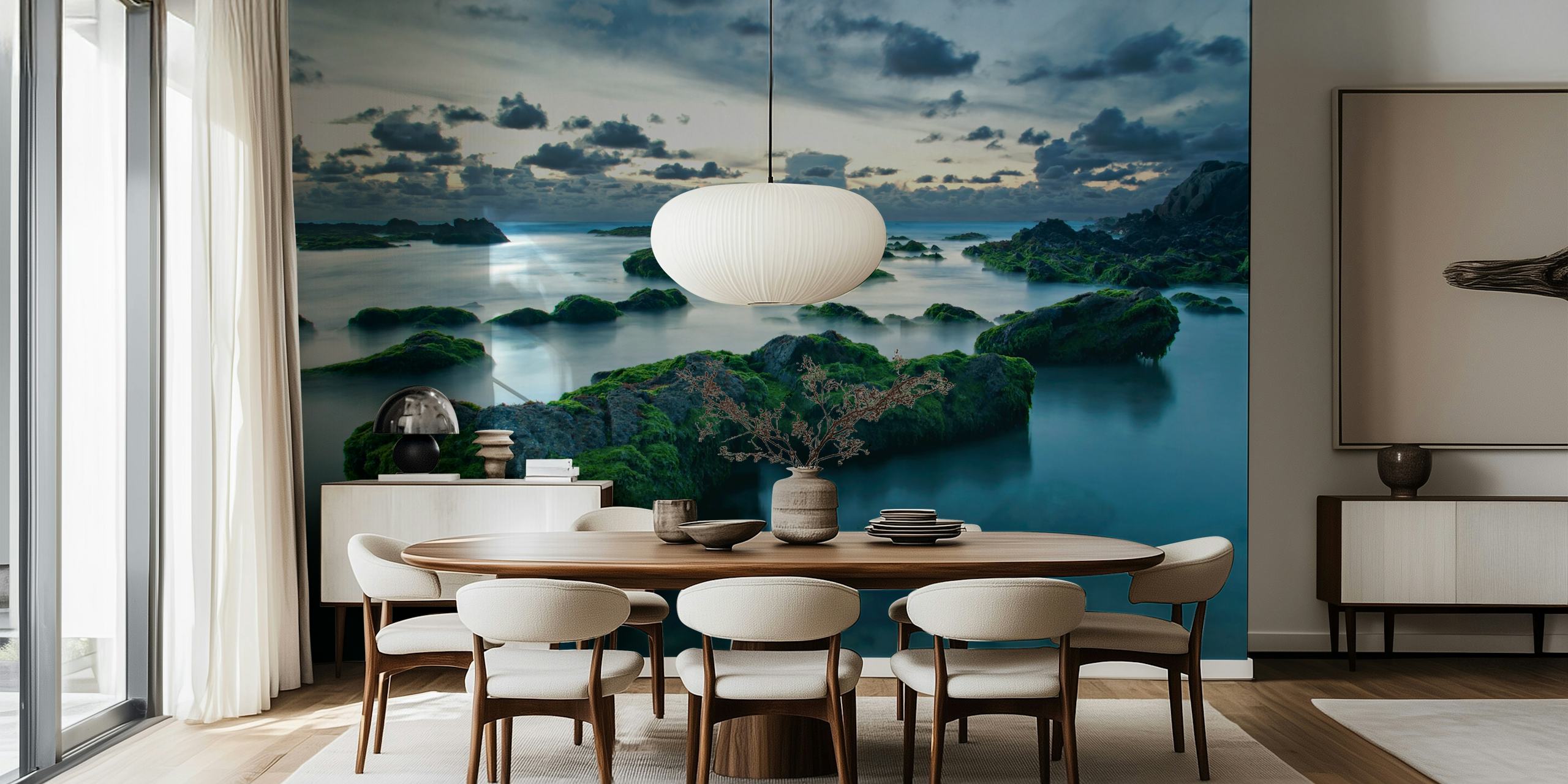 Emerald Tides wallpaper in a modern room