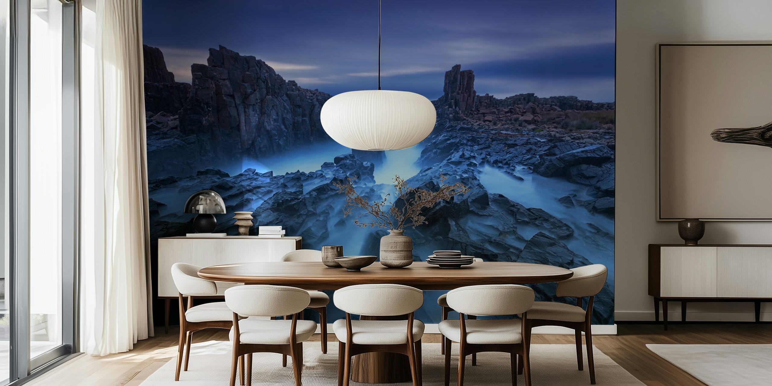 Bombo papier peint avec paysage rocheux dans une chambre