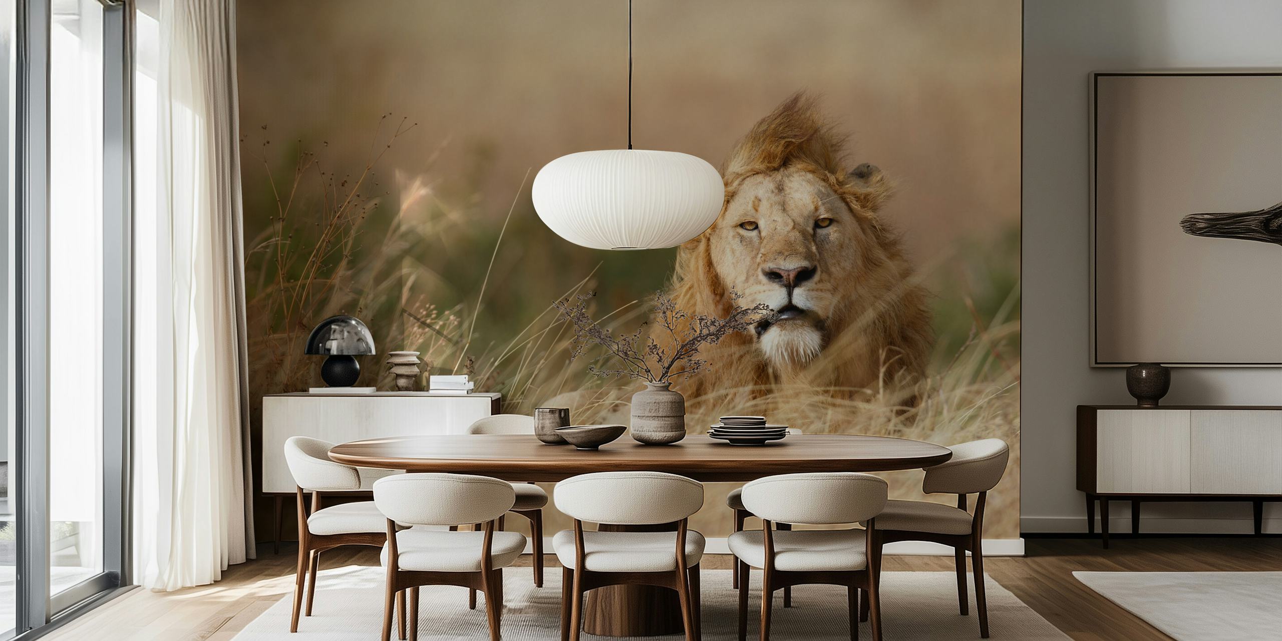 Handsome lion papel de parede em um ambiente decorativo