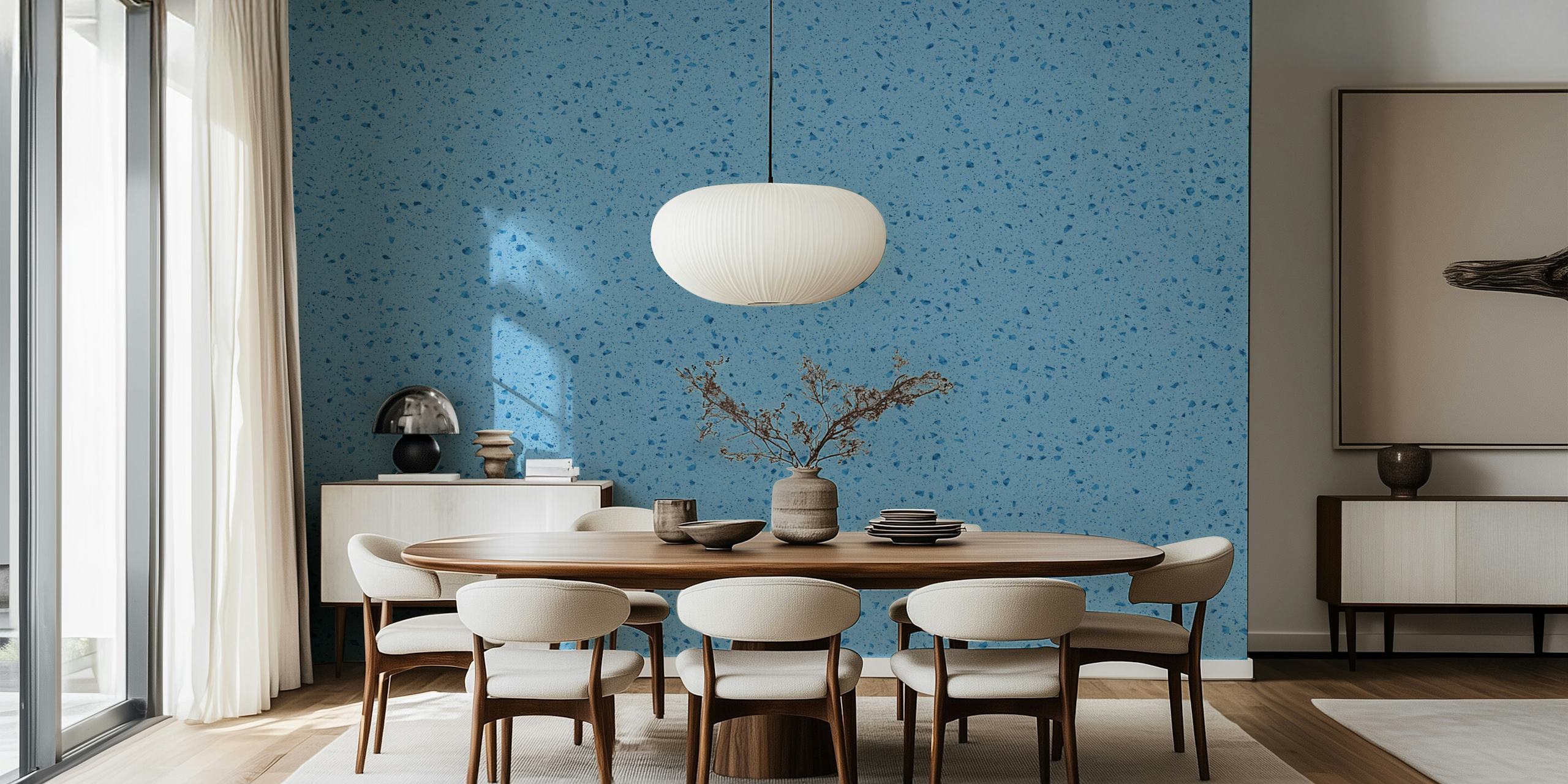 Blue terrazzo texture with speckled patterns wallpaper