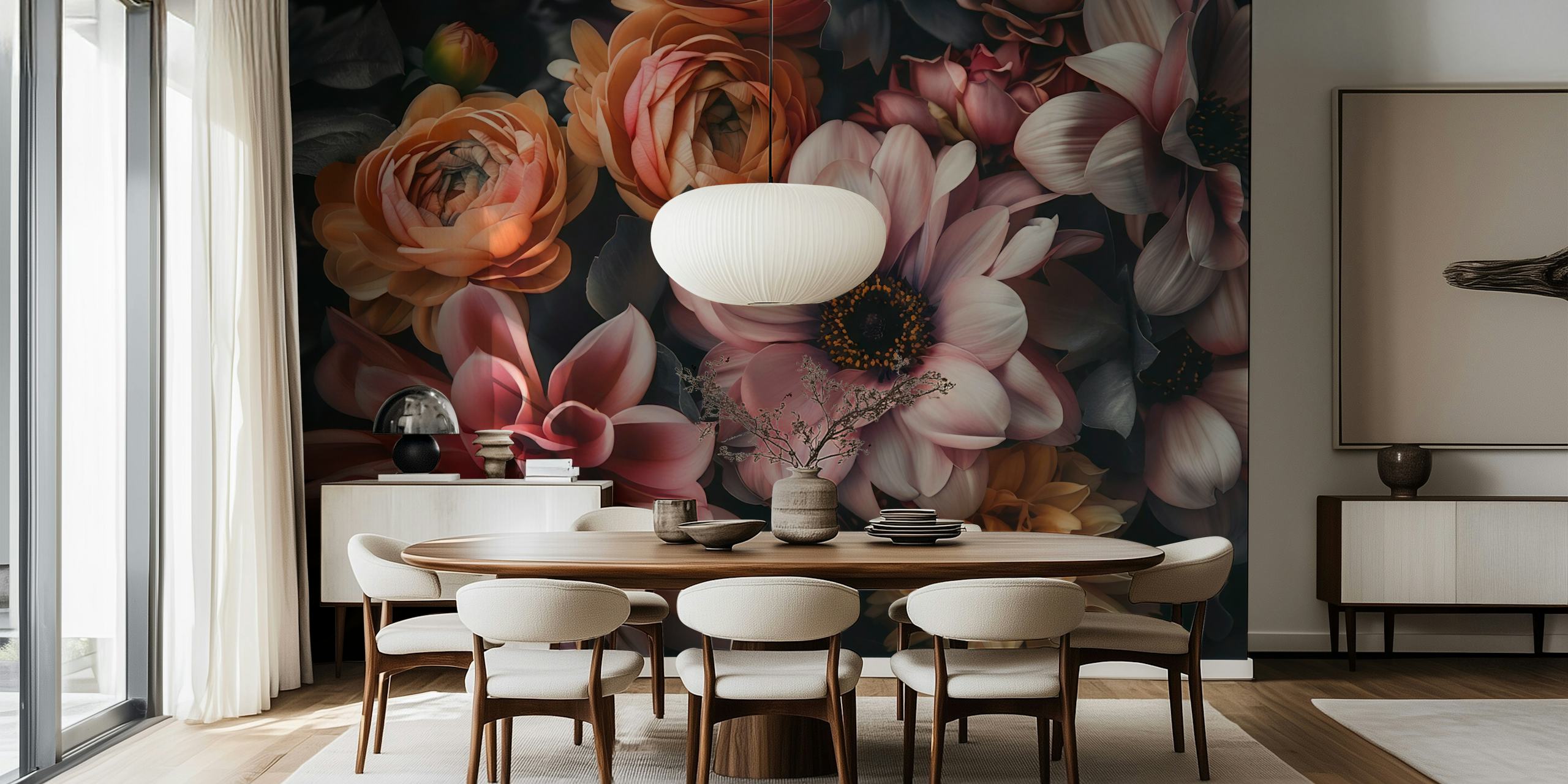Tapeta Moody Opulent Blossom Symphony w pokoju