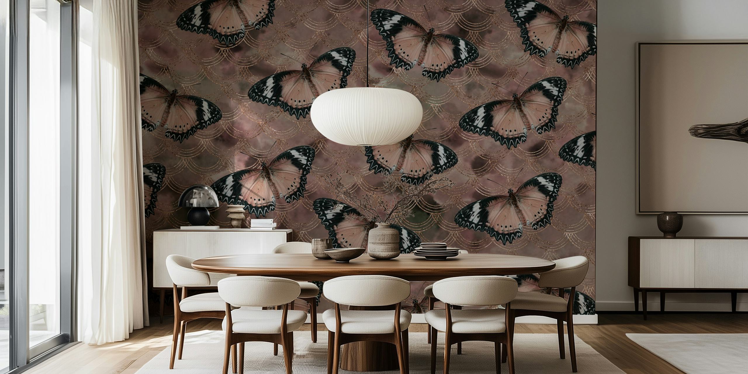 Butterfly wallpaper design i et rum