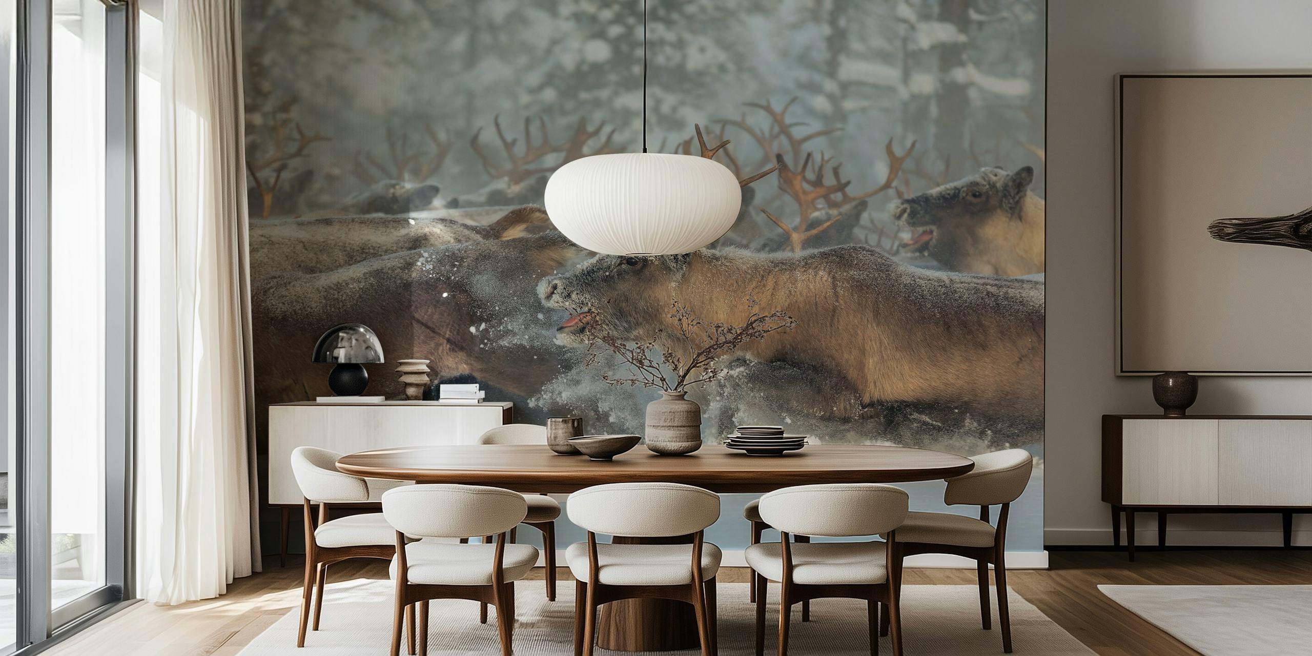 Reindeers wallpaper in a winter setting