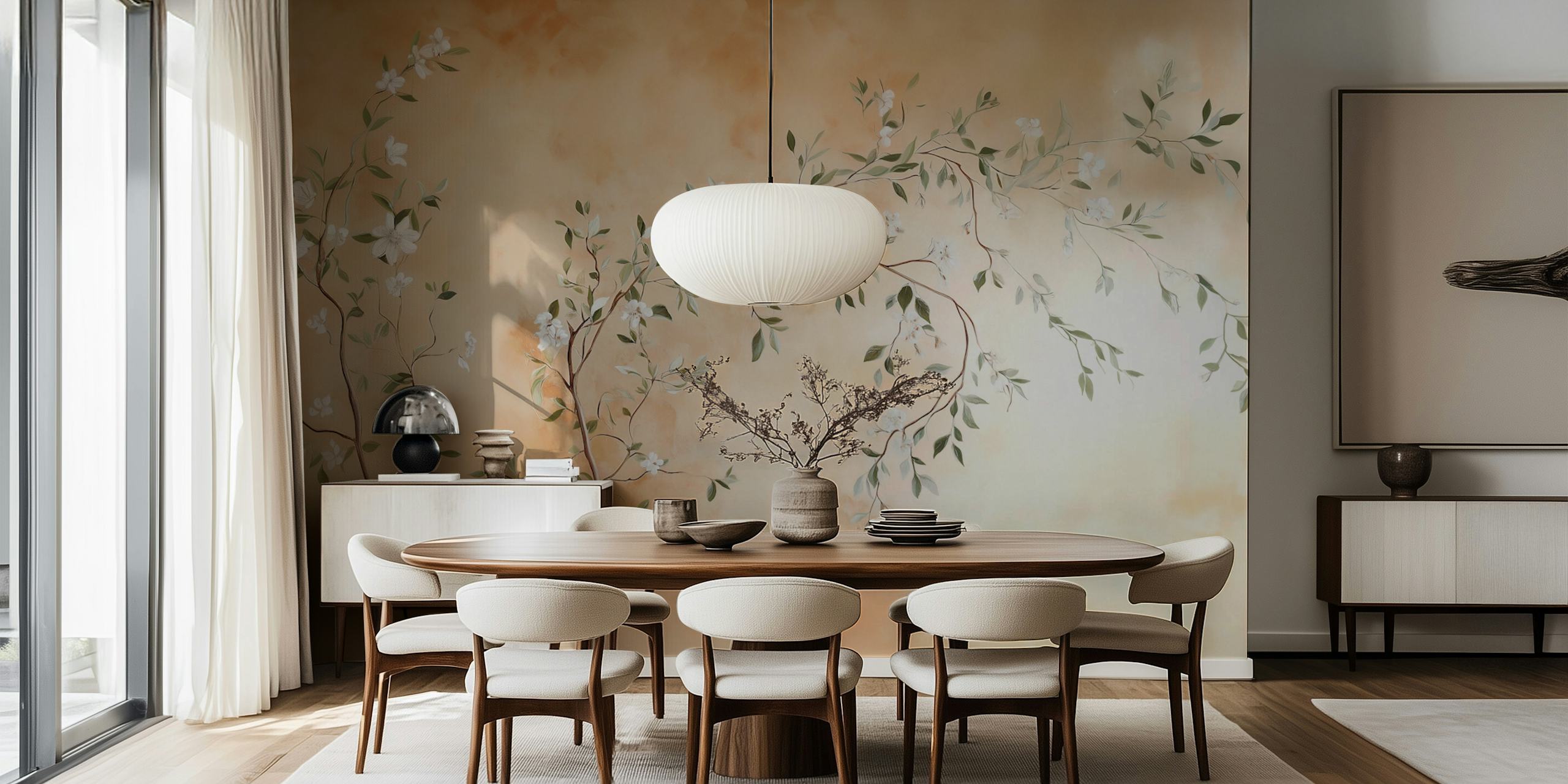 Elegant Floral Branches wallpaper in a room