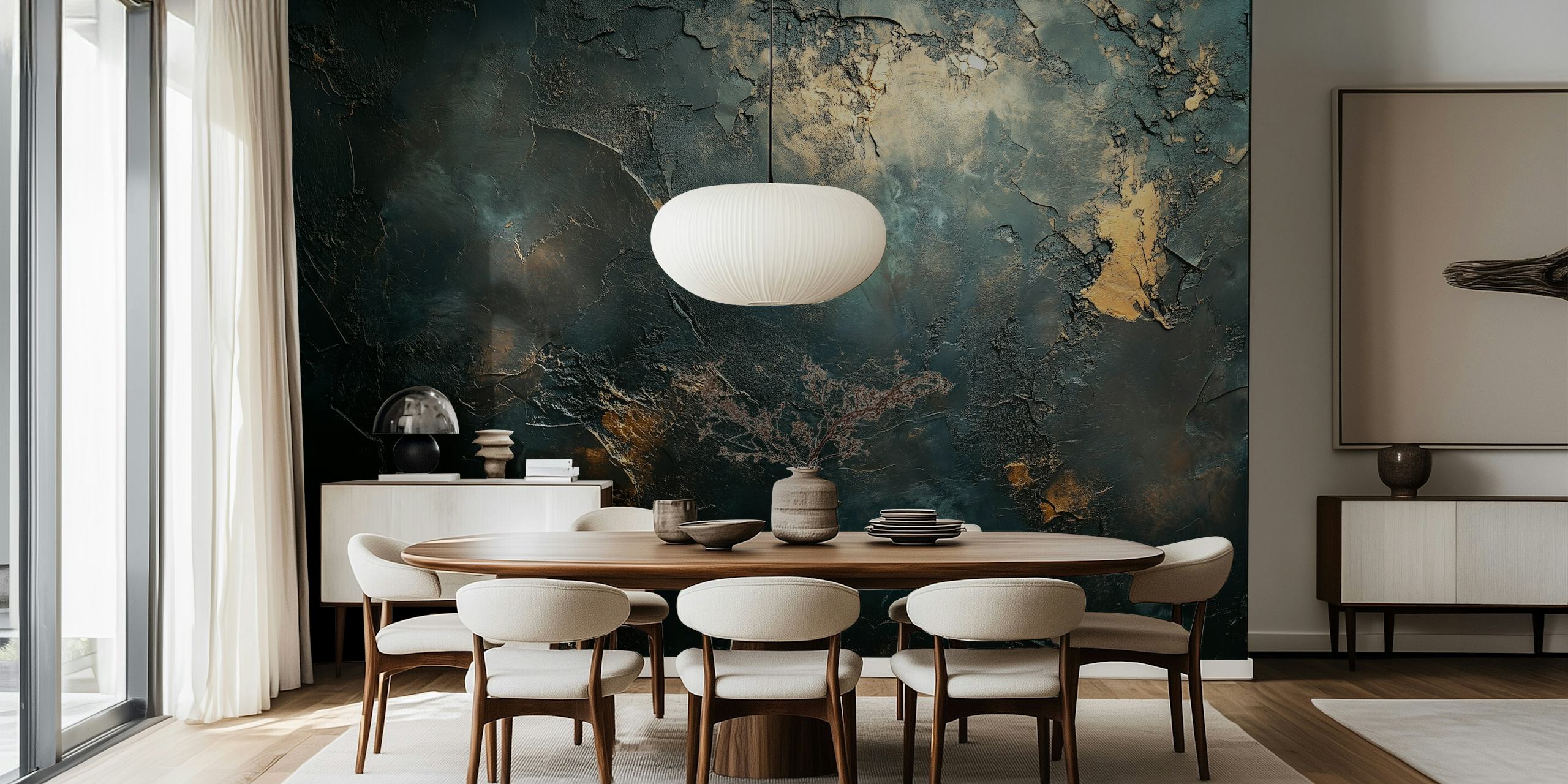 Mystical nightscape wallpaper in a room