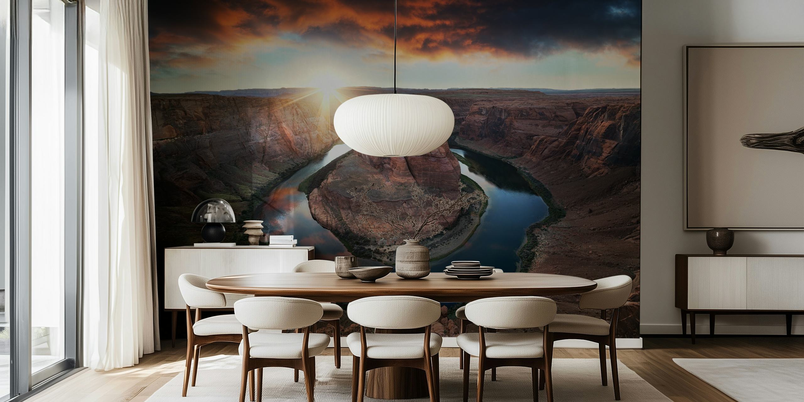 Horseshoe Bend wallpaper in a modern room
