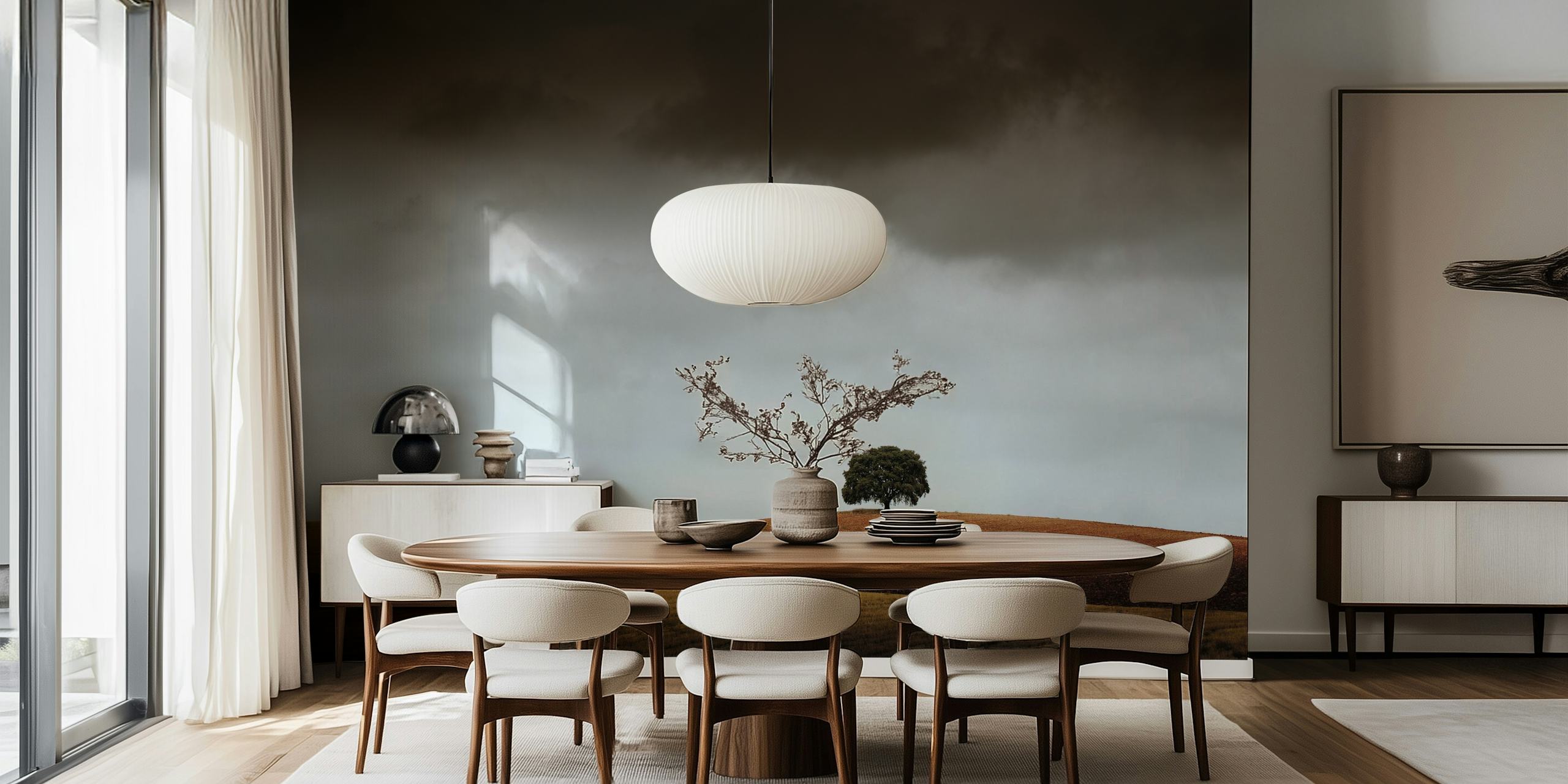 Naturinspirerad tapetdesign i ett rum