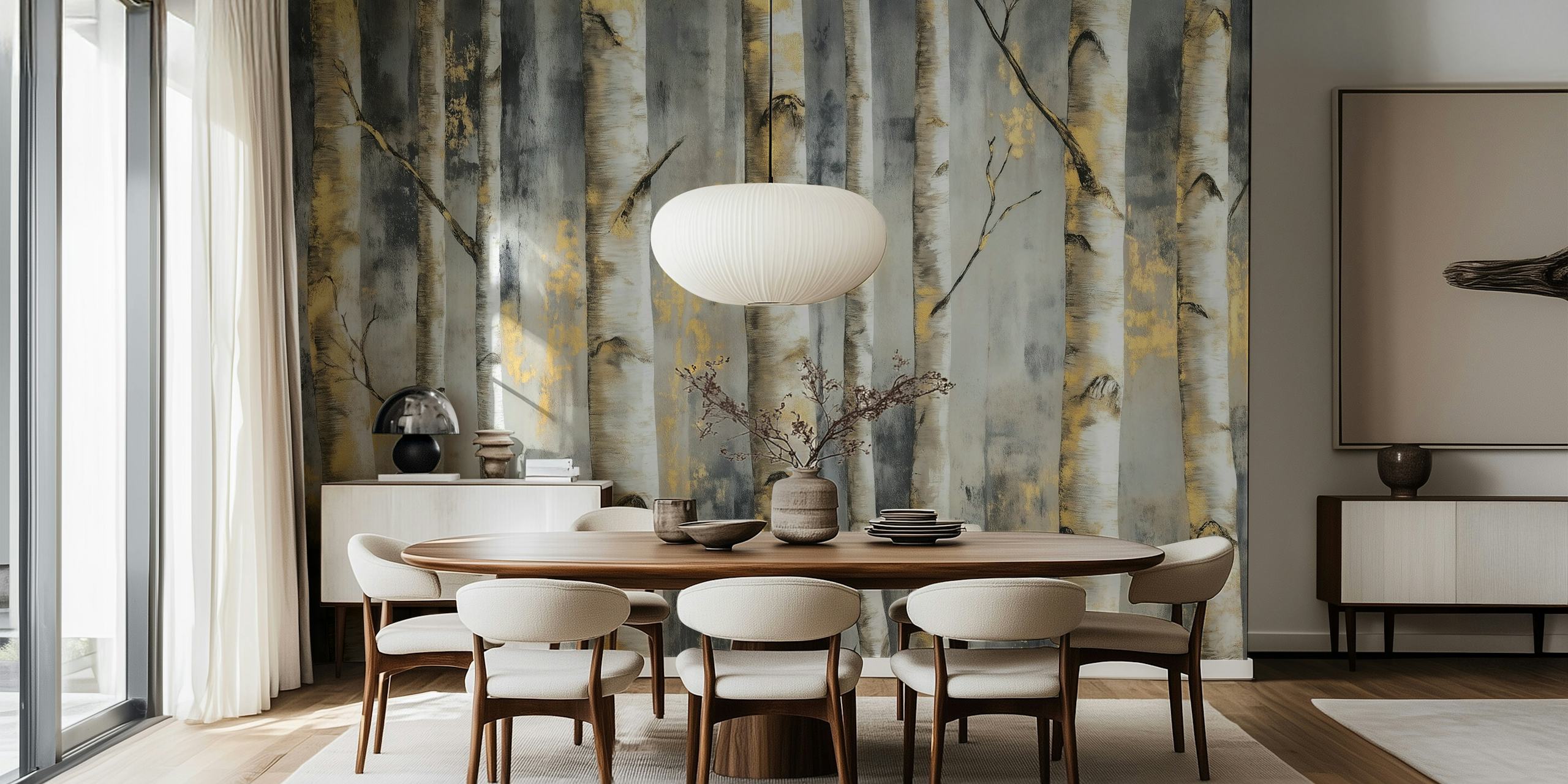 Mystical Birch Grove-tapet i et rum