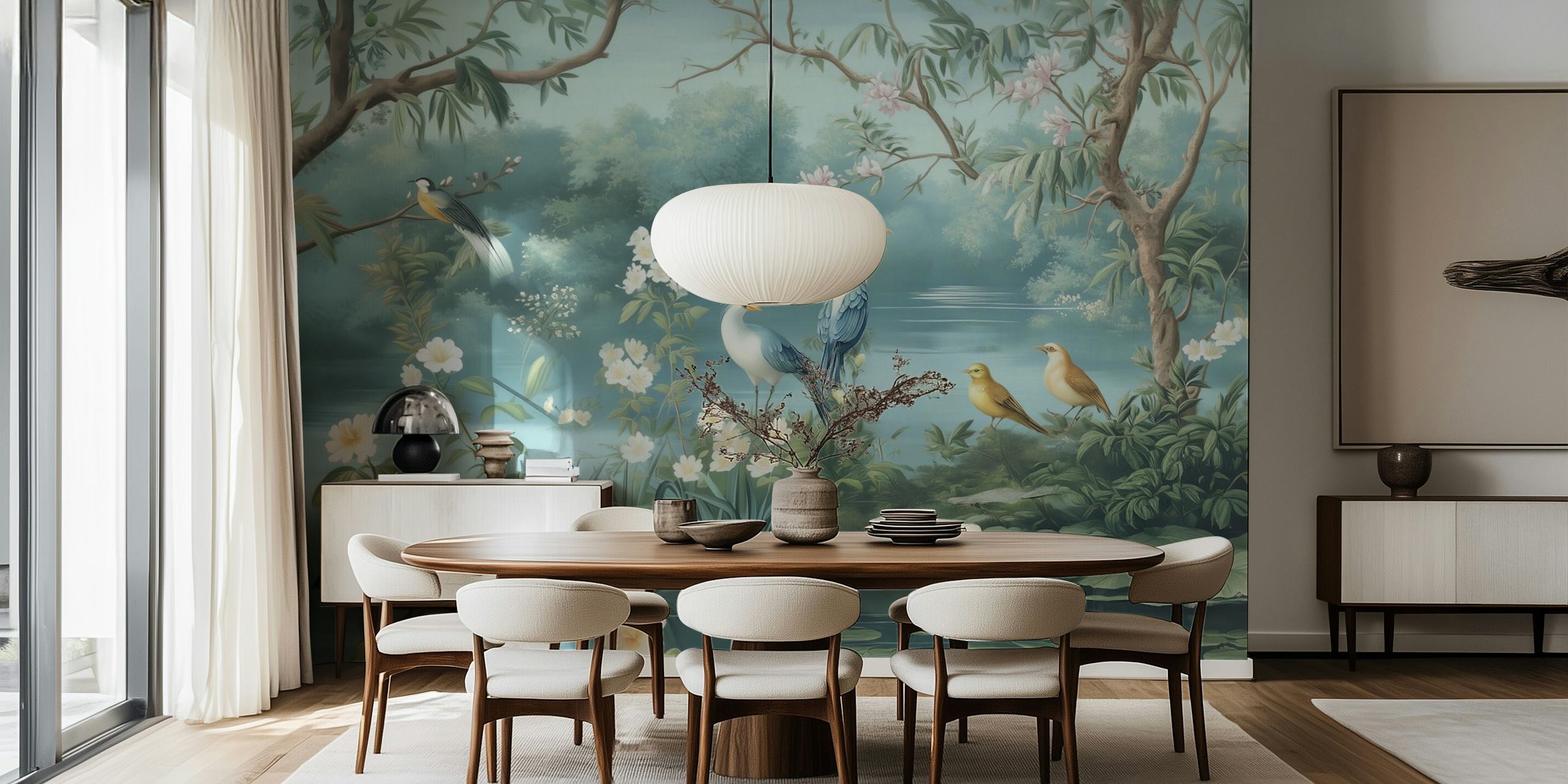Dizajn tapete Serene Bird Paradise u sobi
