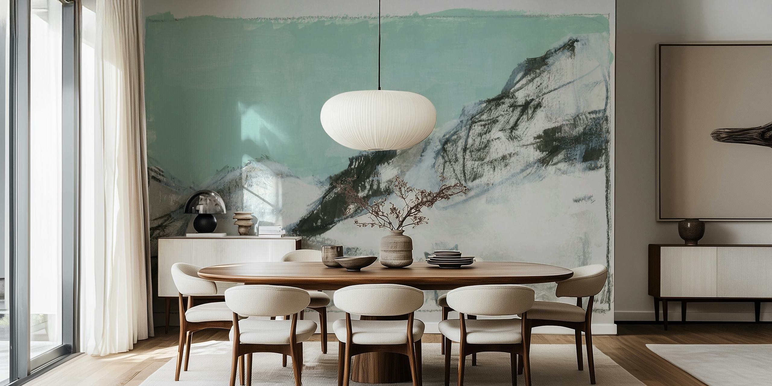 White Mountains Print No1 tapetti huoneessa