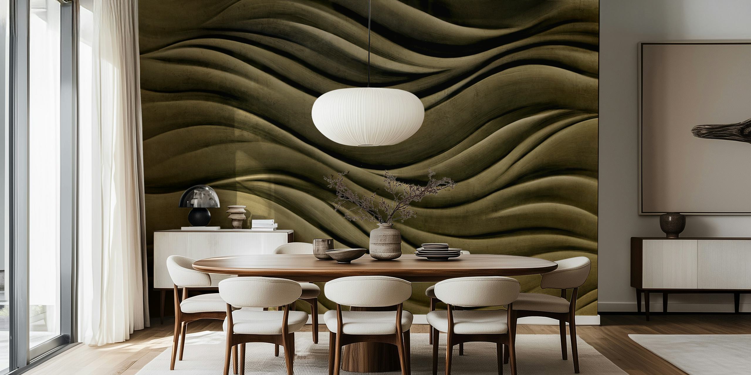 Abstract waves in dark sepia tones wallpaper