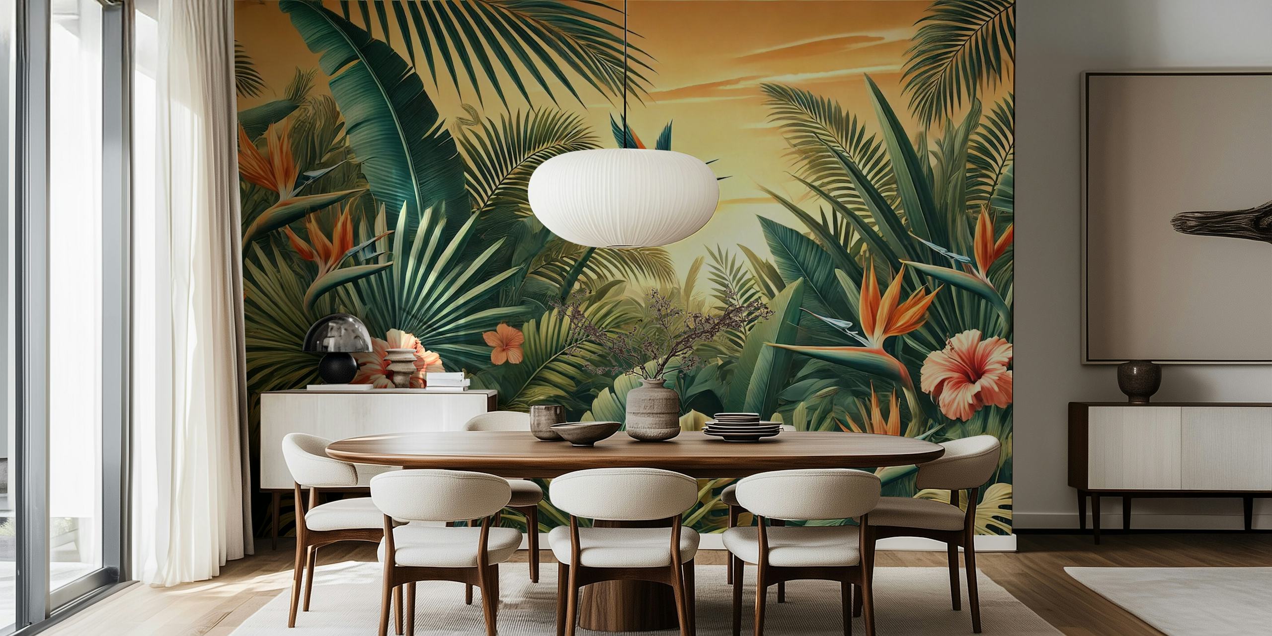 Tropisk Hawaiian Hibiscus wallpaper i et rom