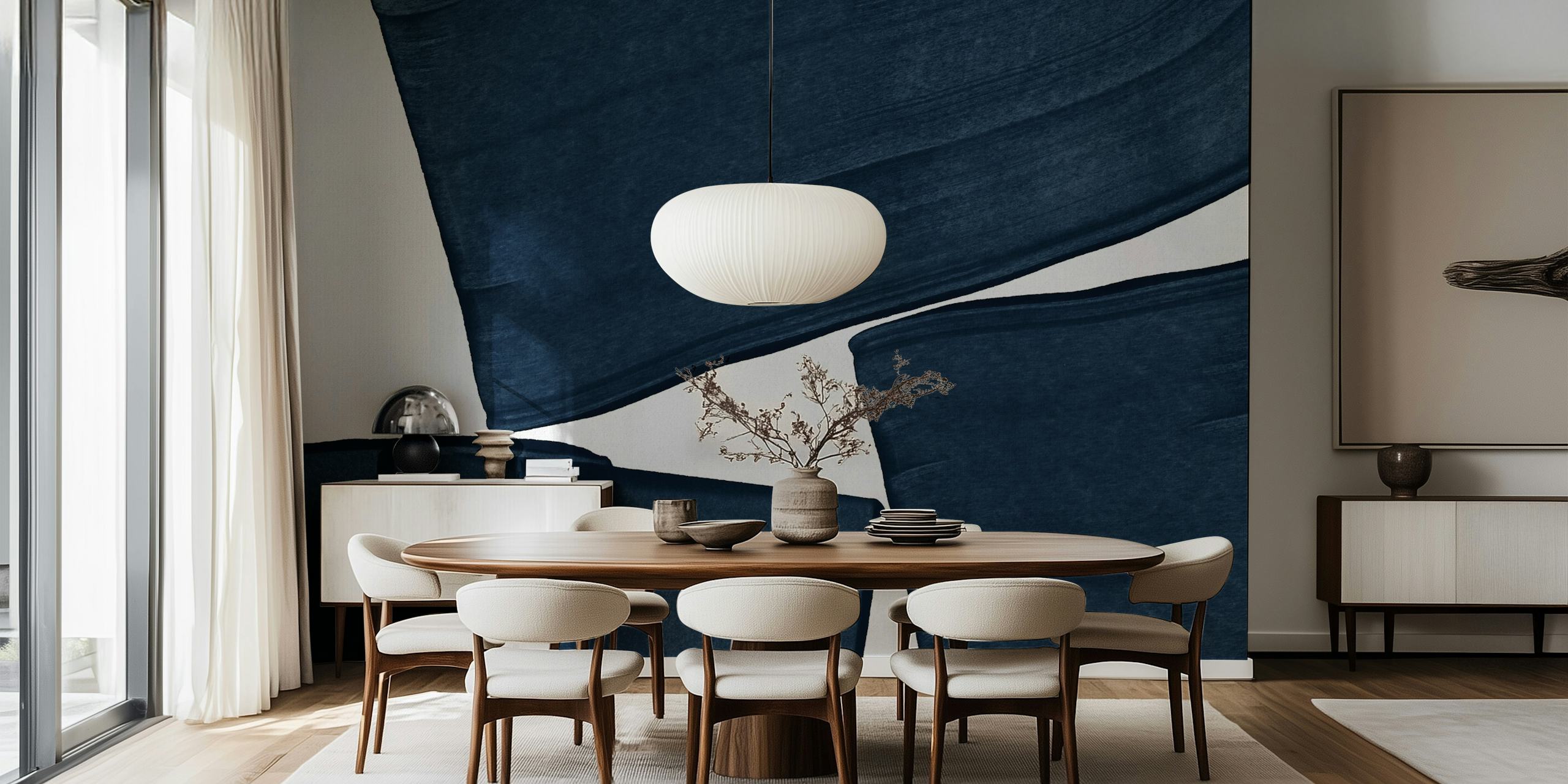 Papel de parede Minimalist Painting Blue III em um cômodo