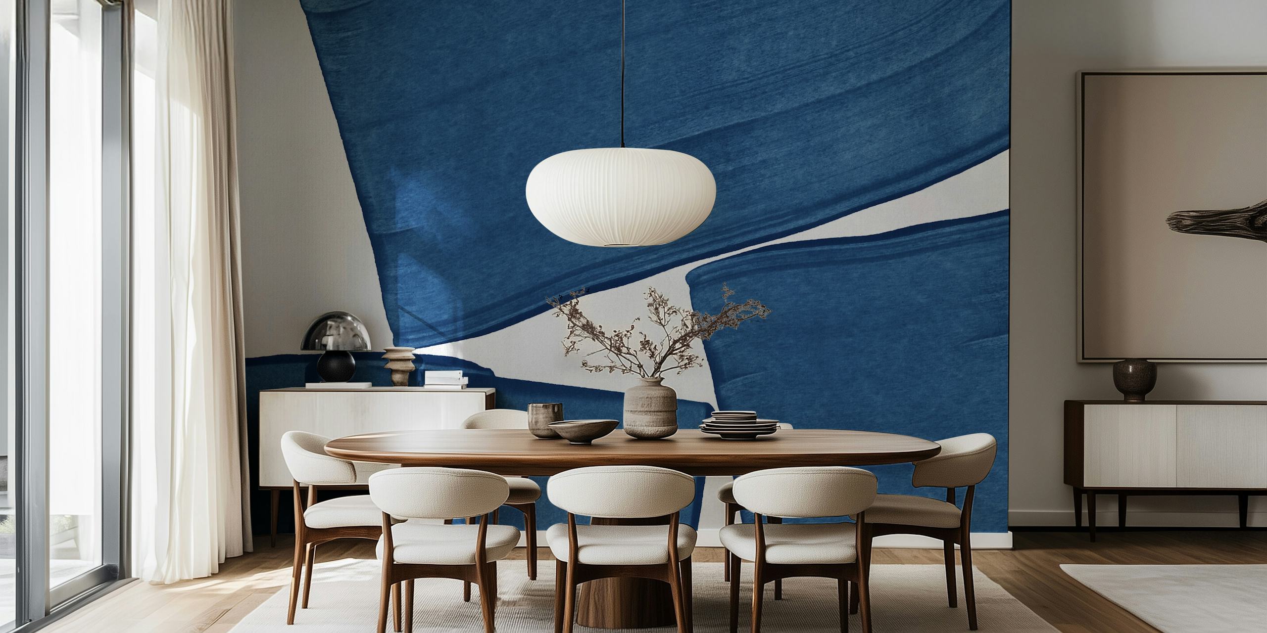 Blue abstract brush strokes on white background wallpaper