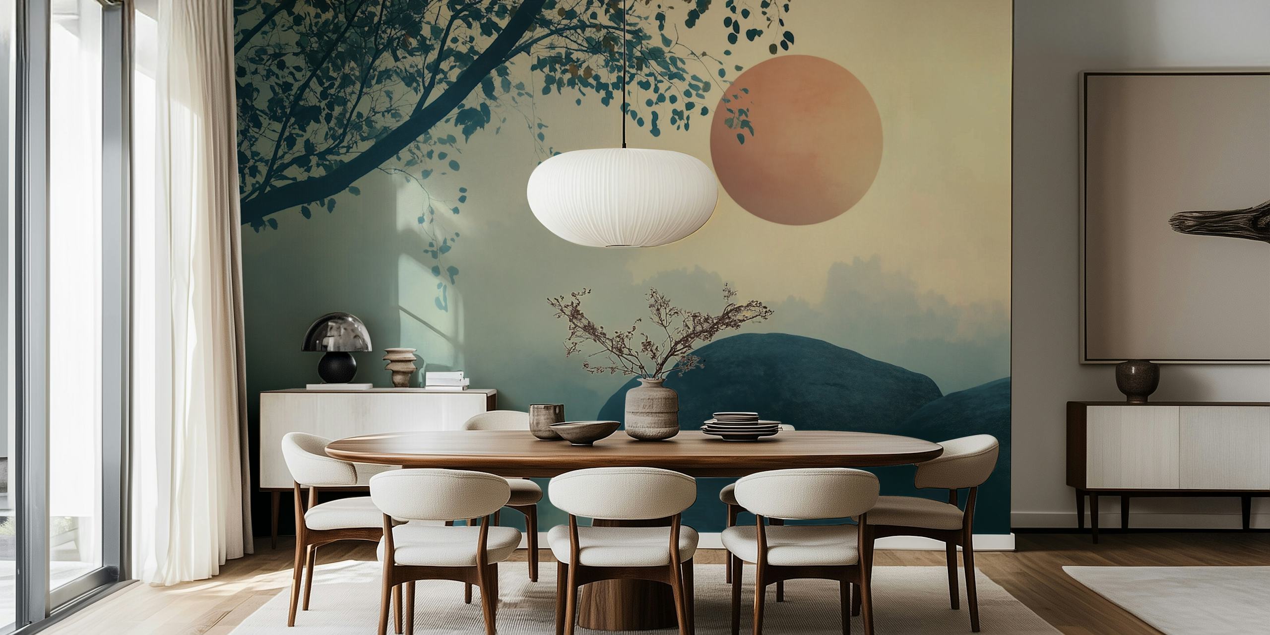 Serene Dawn Reflection wallpaper in a room