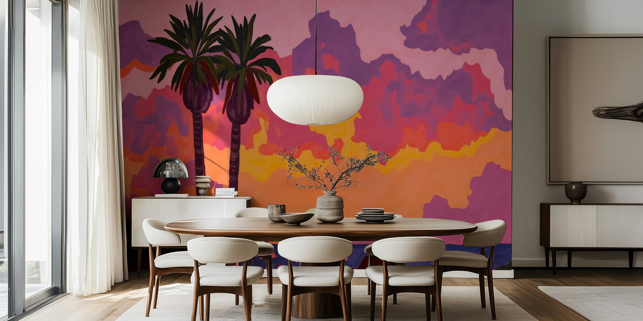 Tropical Twilight Oasis-tapet i et rom