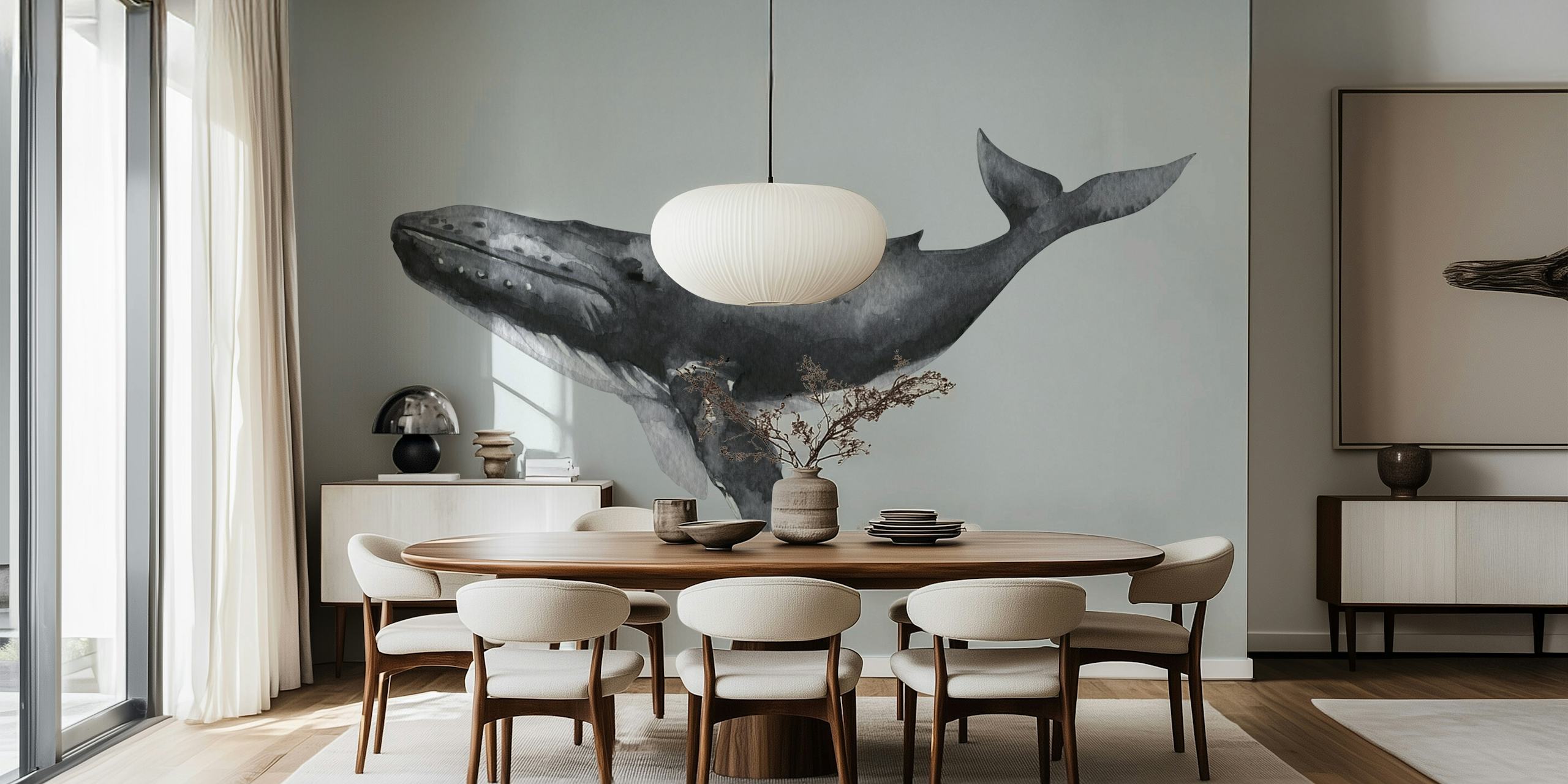 Ταπετσαρία Floating Whale in Stillness σε έναν σύγχρονο χώρο