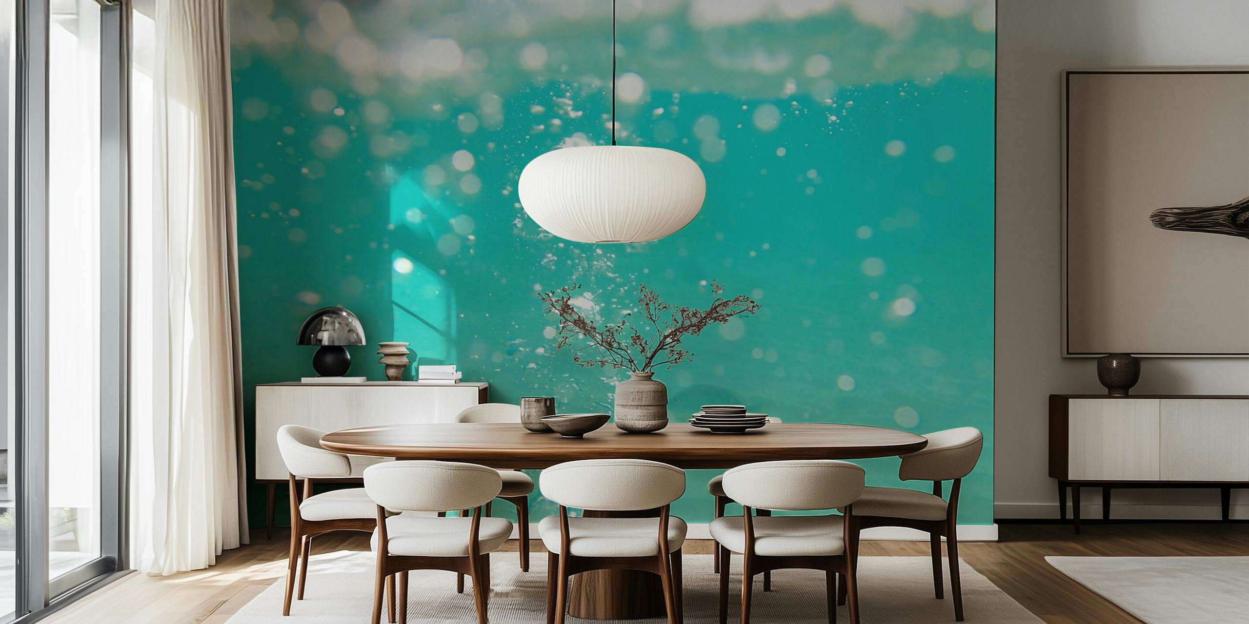 Underwater Caribbean Bubbles Dream wallpaper in a room