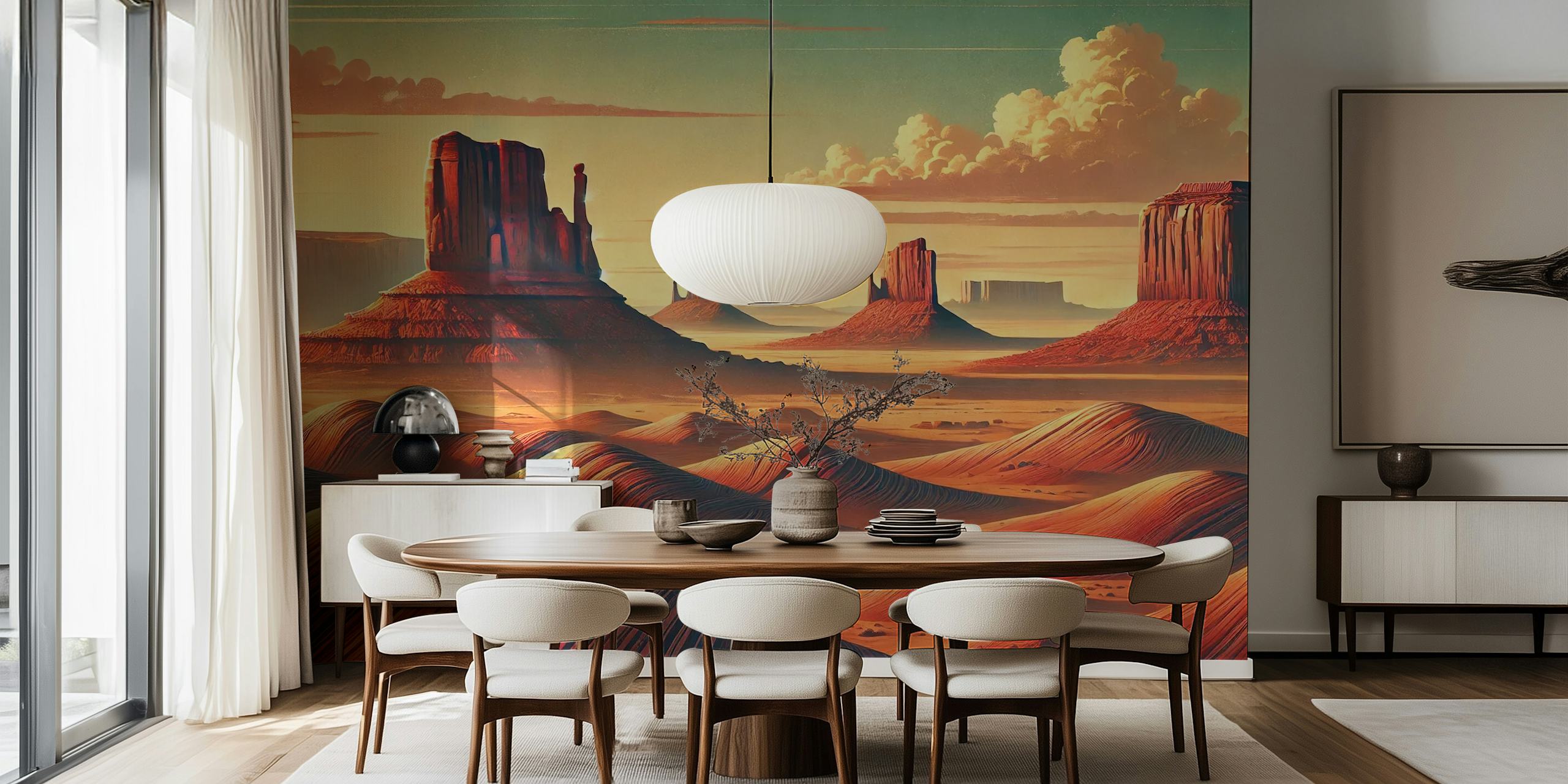 Vintage USA Monument Valley ταπετσαρία σε ένα δωμάτιο