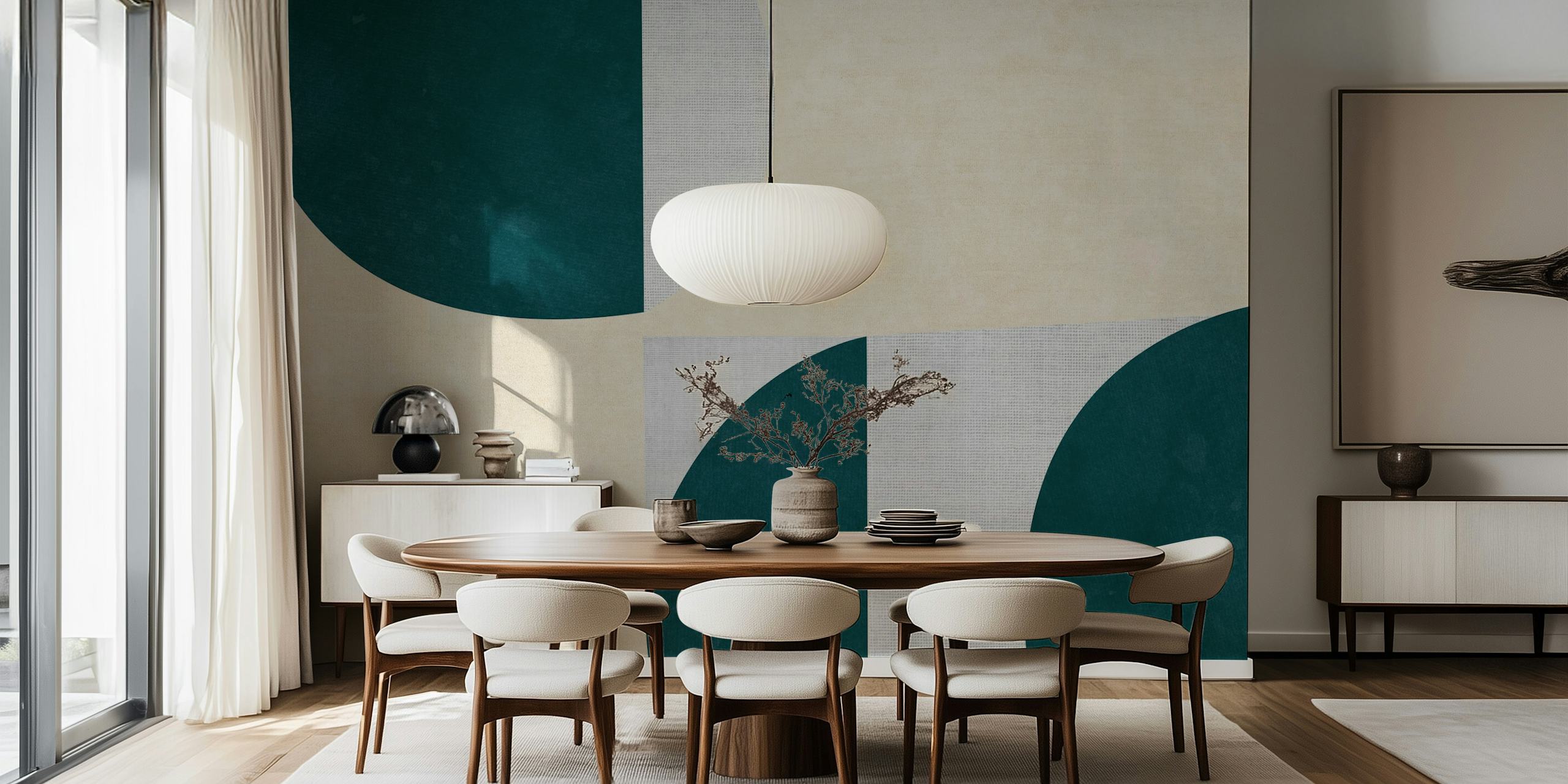 Chic geometric wallpaper design in a room