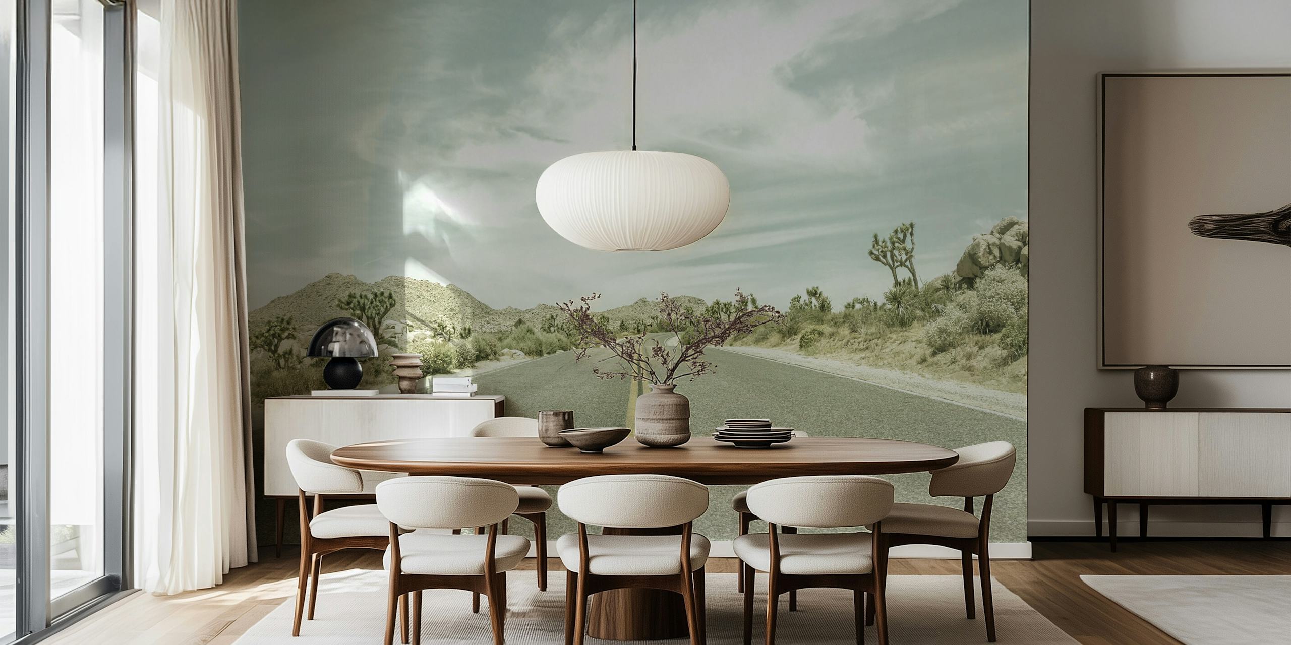 carta da parati Vintage Country Road in una stanza