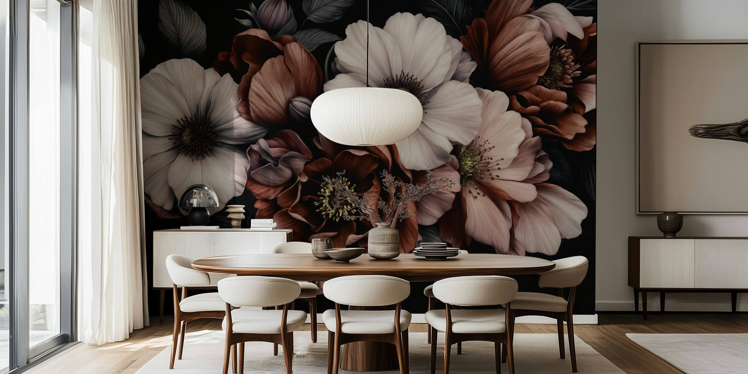 Twilight floral wallpaper in a room setting