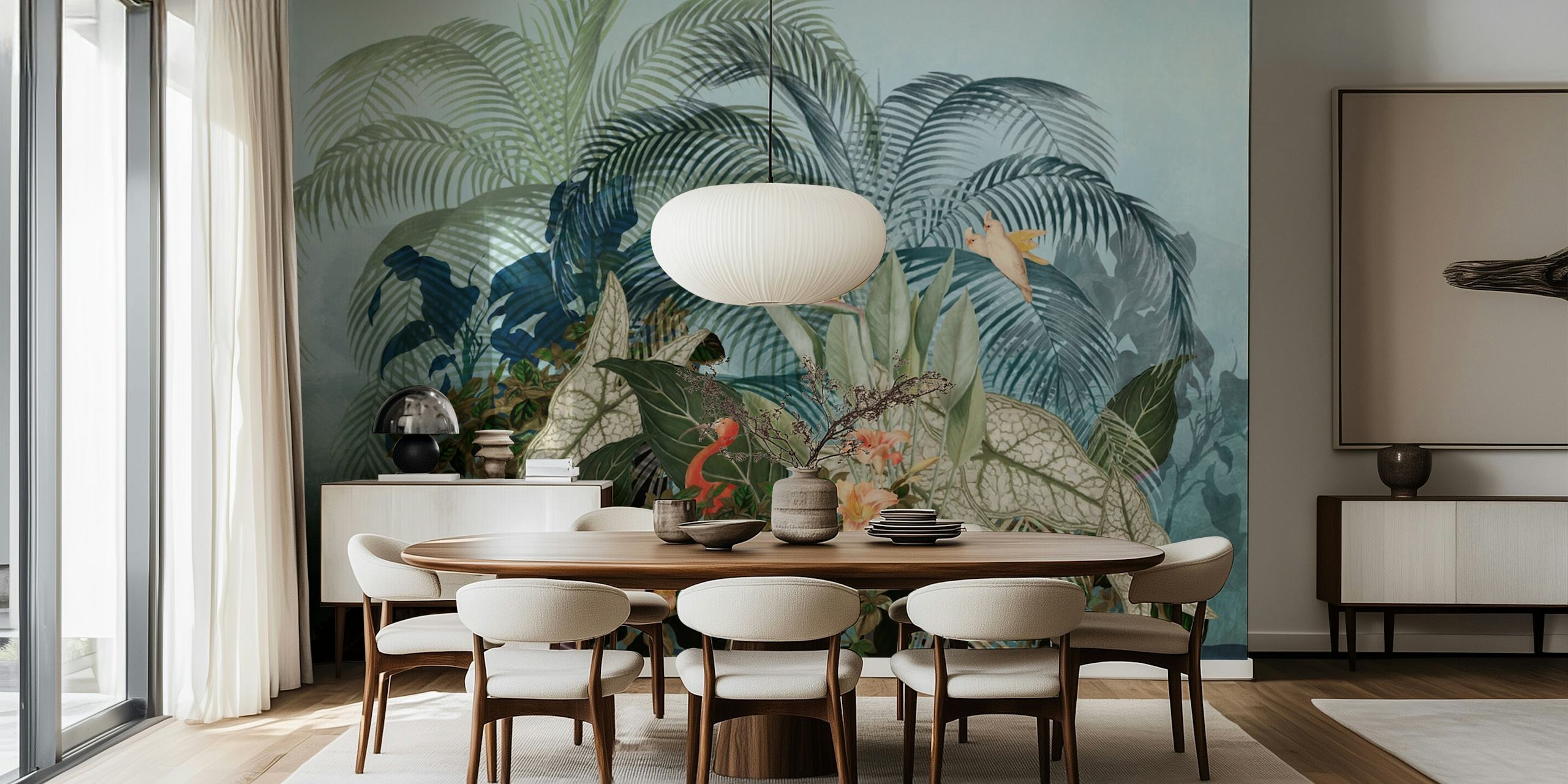 Papel pintado Vintage jungle forest en una habitación