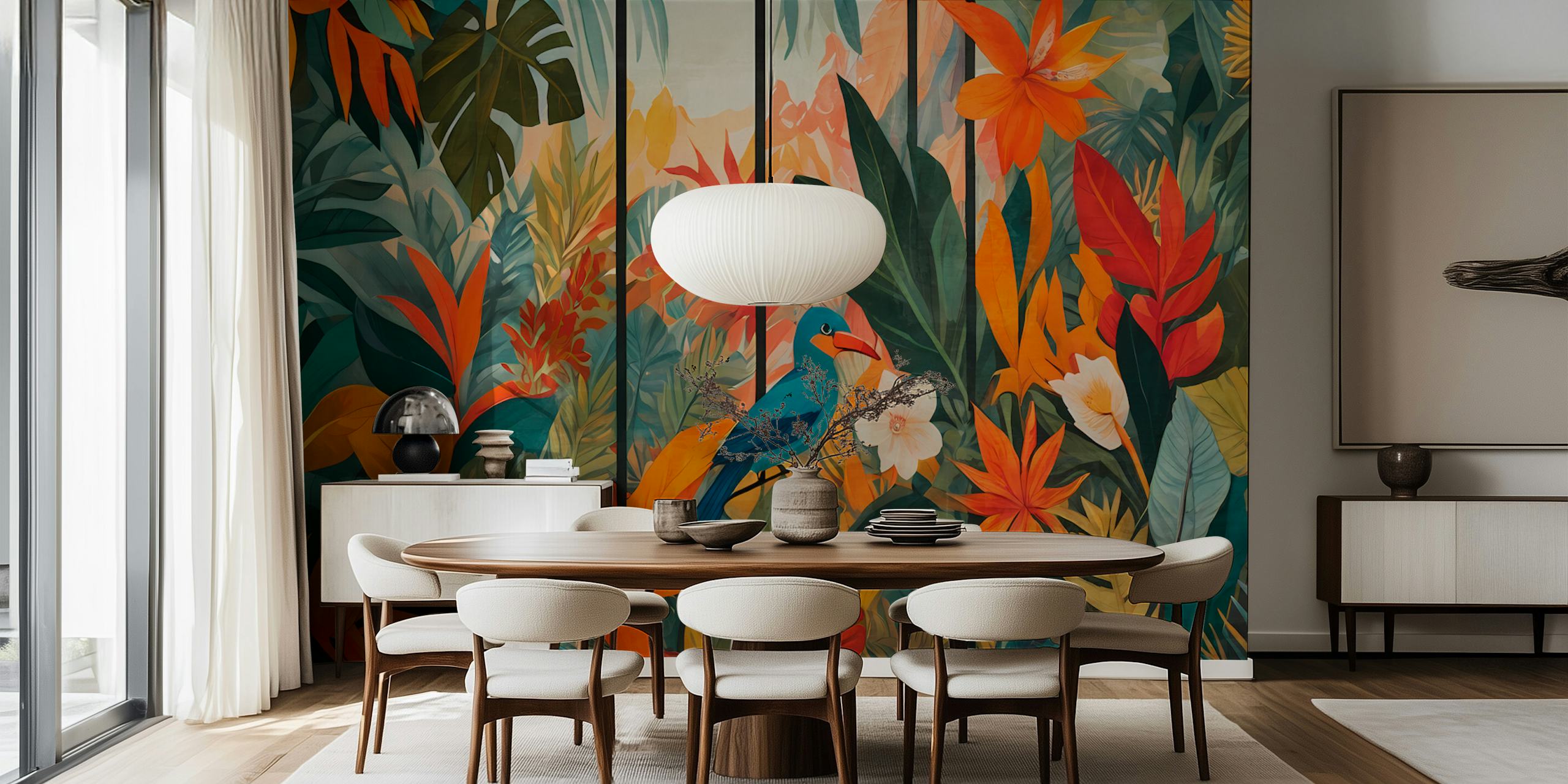 Exotic Bird Oasis tapetti huoneessa