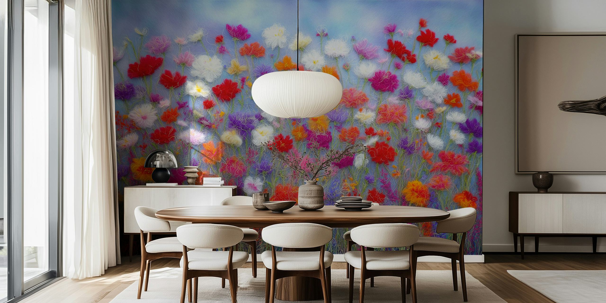 Wool Flowers Meadow Surface tapeta w pokoju