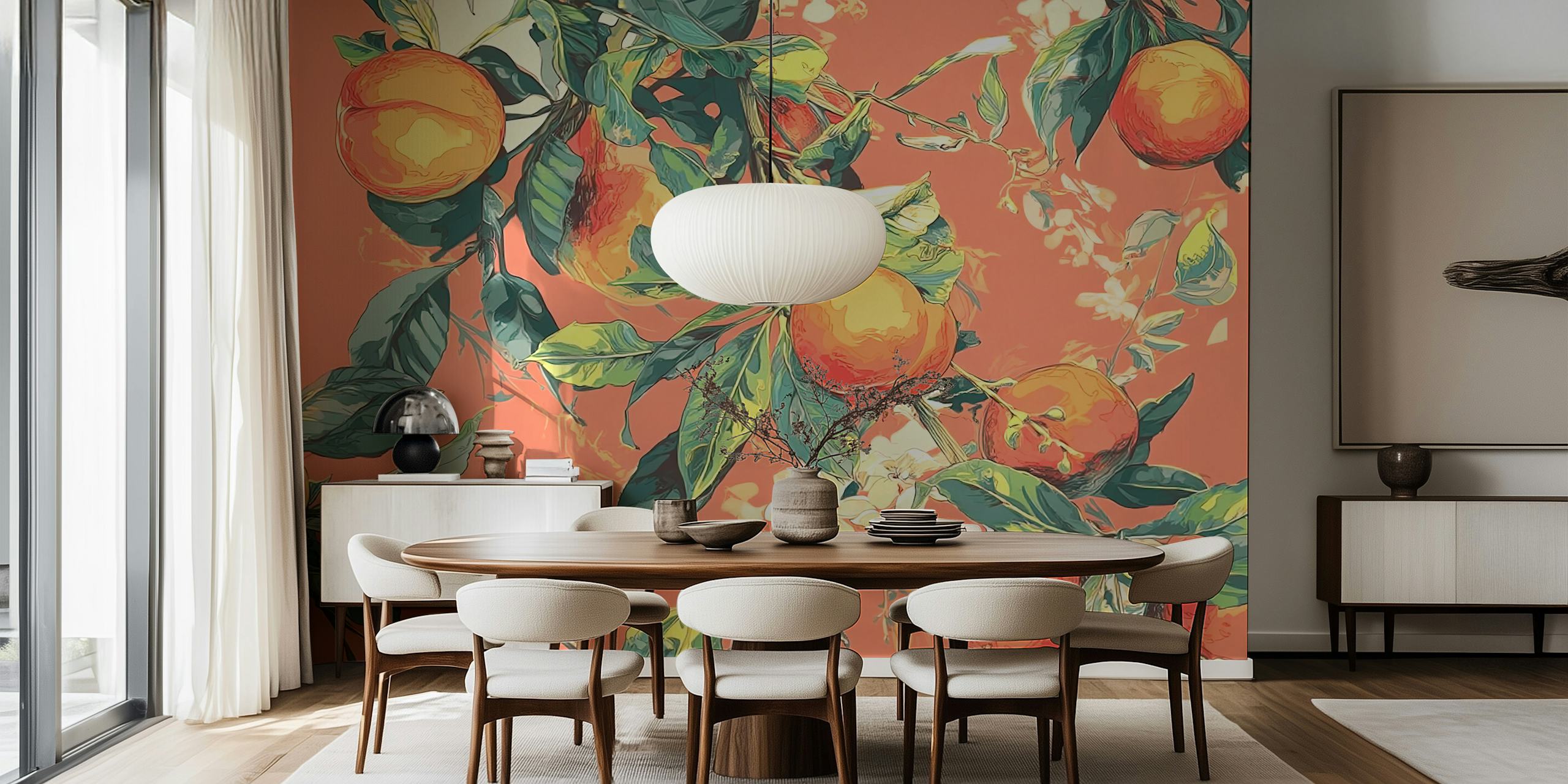 Peachy Blossom wallpaper design in a room