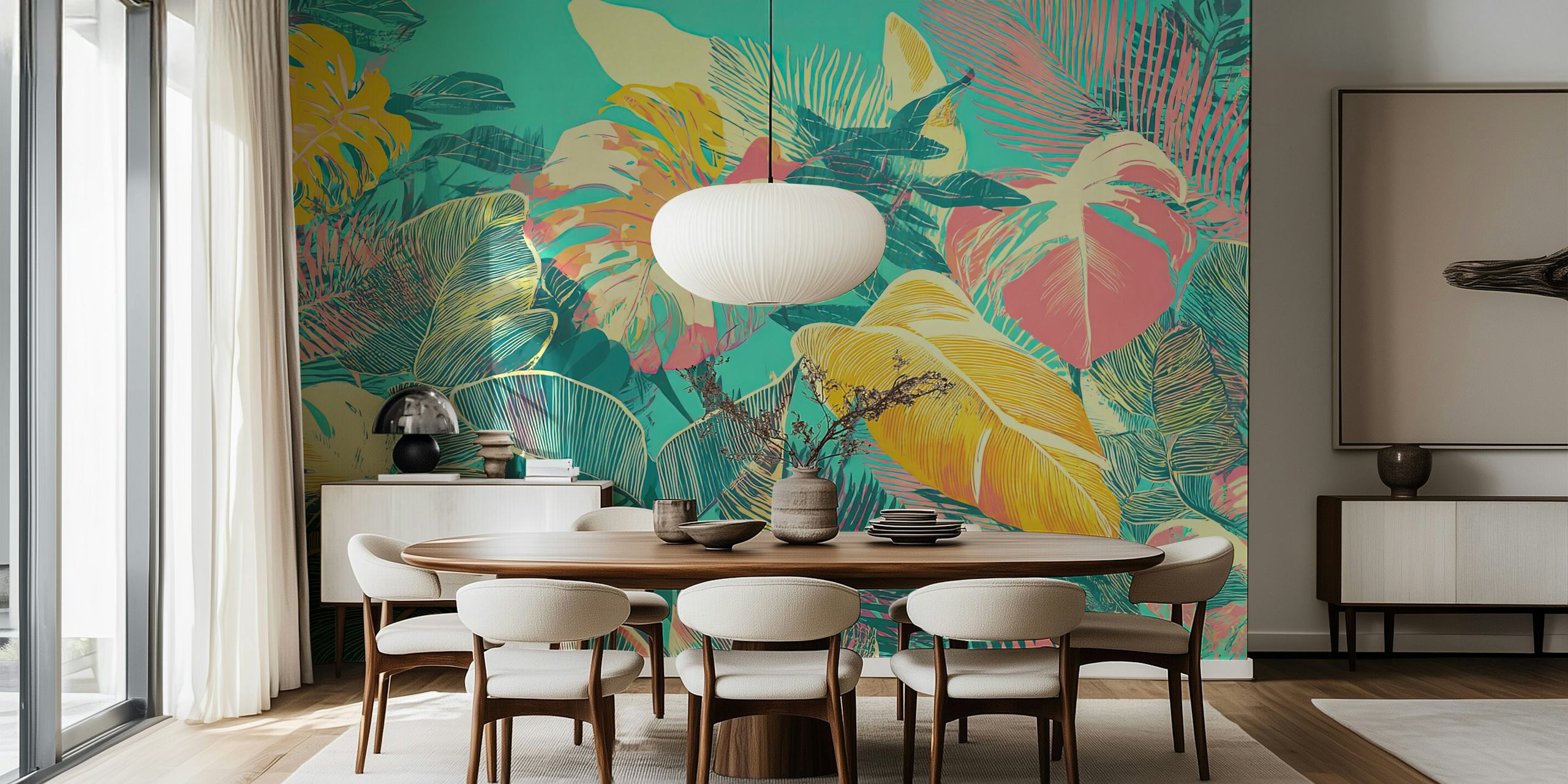 Tropical Turquoise Dreamscape tapetti huoneessa