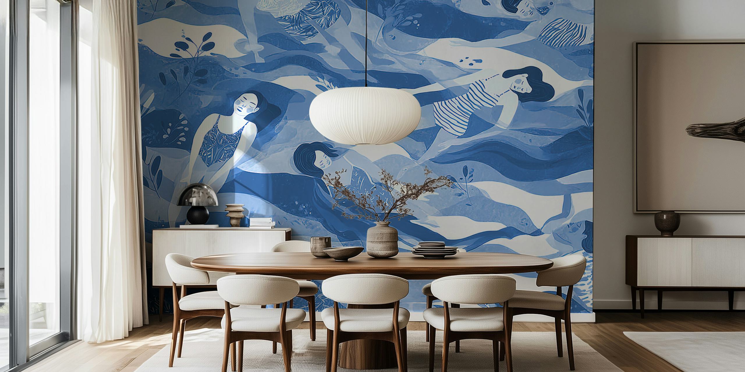 Diseño de papel pintado Serene Summertime en una habitación