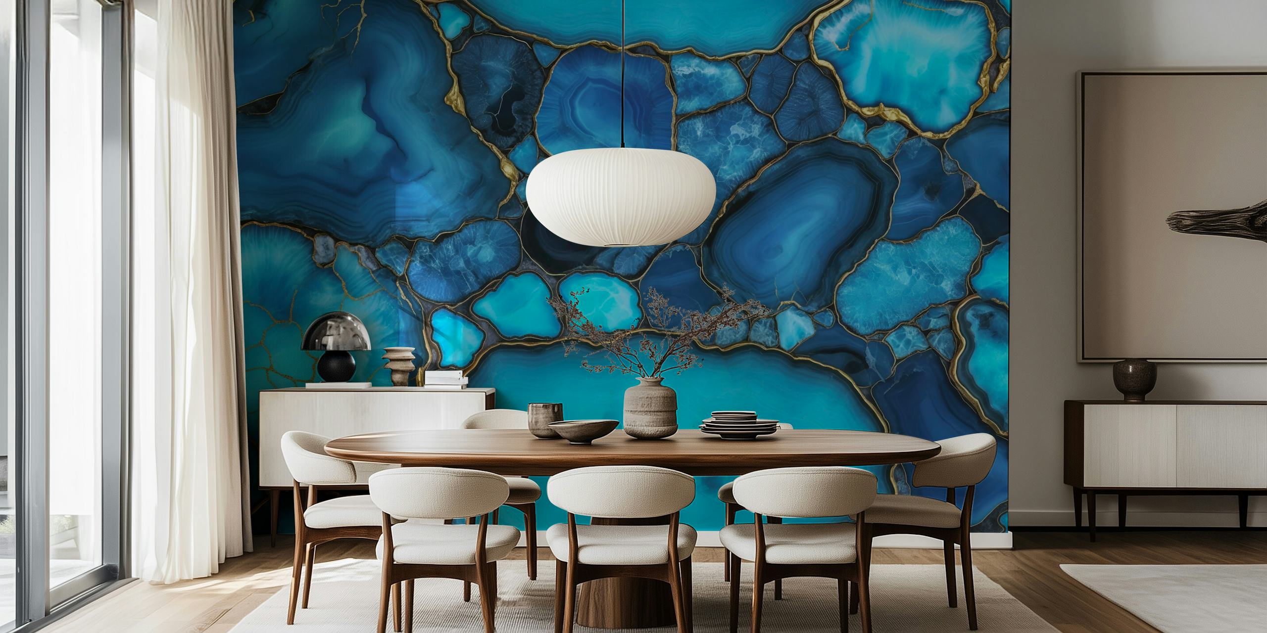 Blå Gemstone Marbled Luxury tapetdesign
