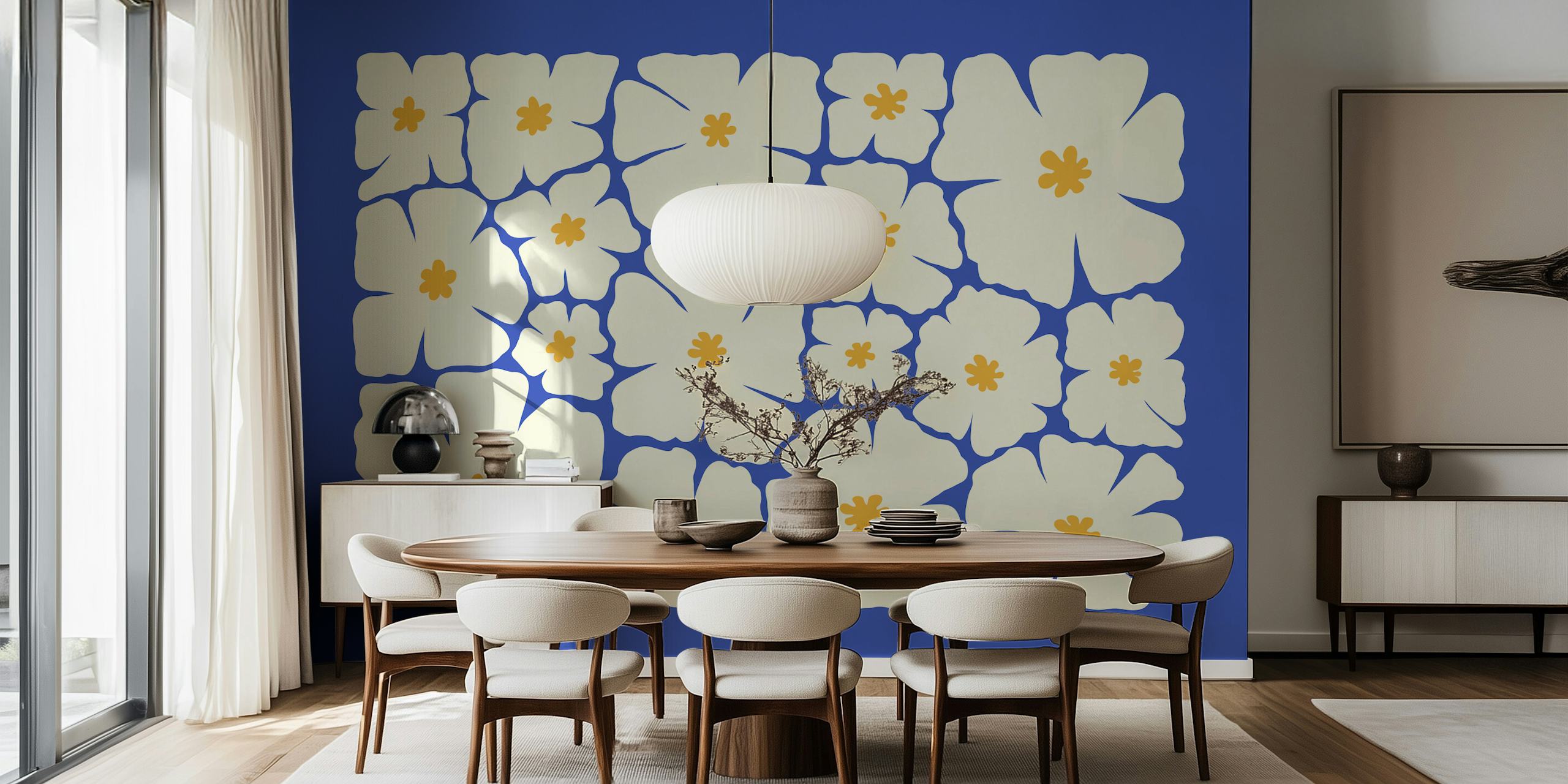 Τολμηρός floral σχεδιασμός ταπετσαρίας σε ένα δωμάτιο