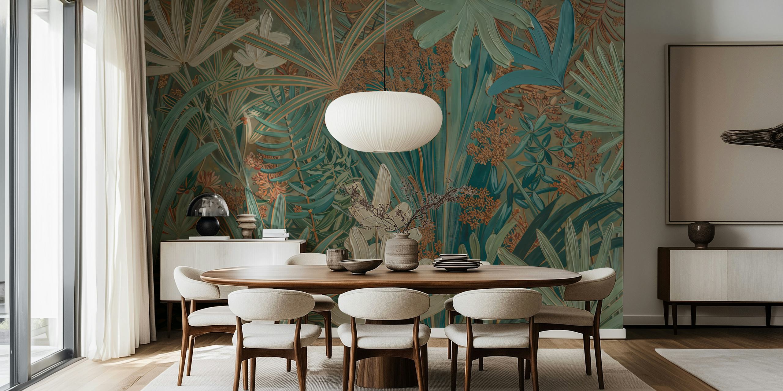 Papier peint Exotic Jungle Forest dans une pièce