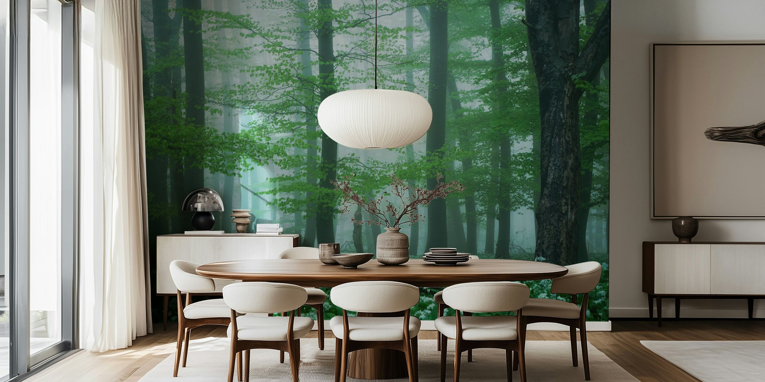 ταπετσαρία Emerald Woodland Escape σε ένα δωμάτιο