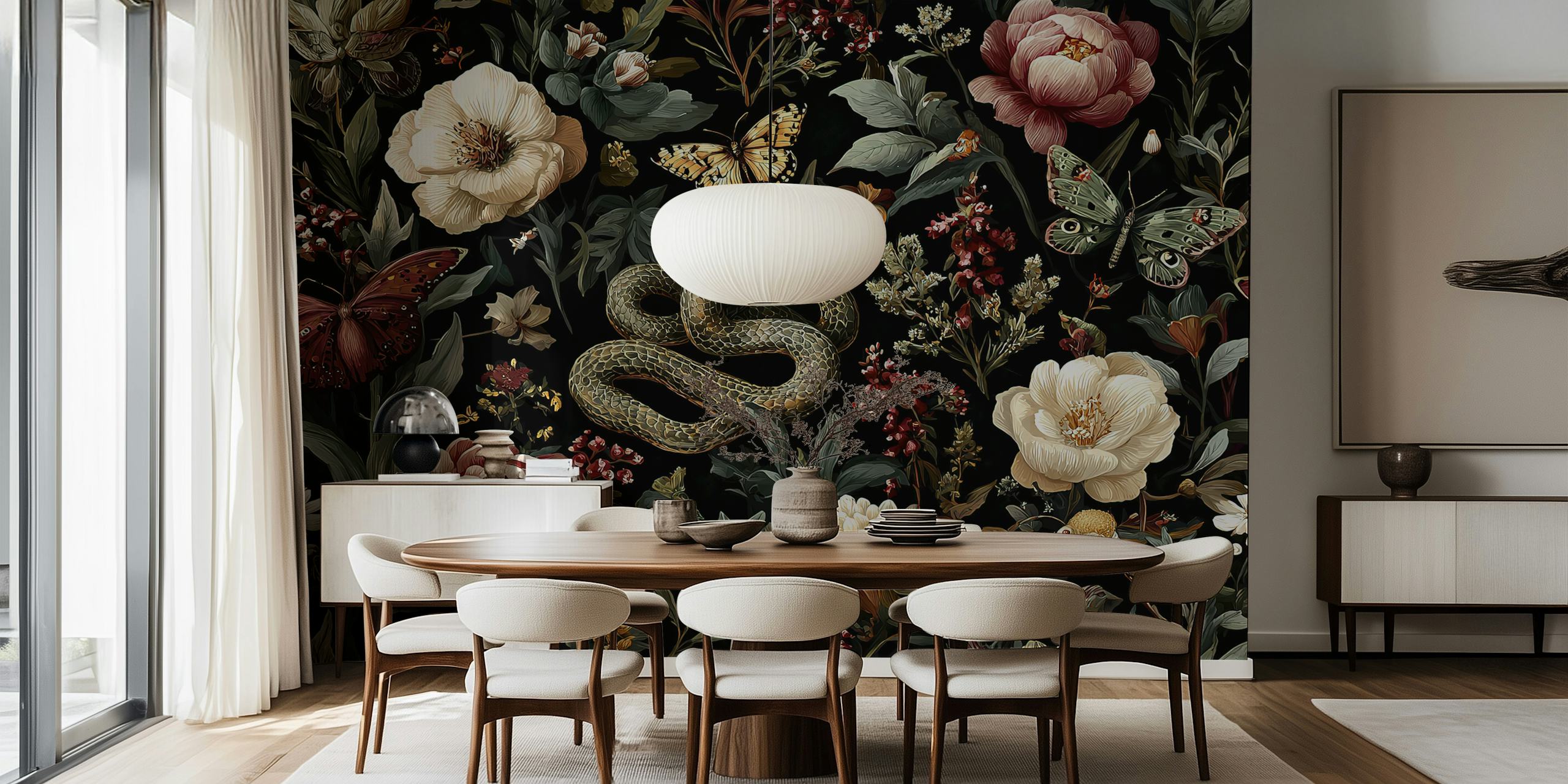 Dark Garden Mystique wallpaper displayed in a room