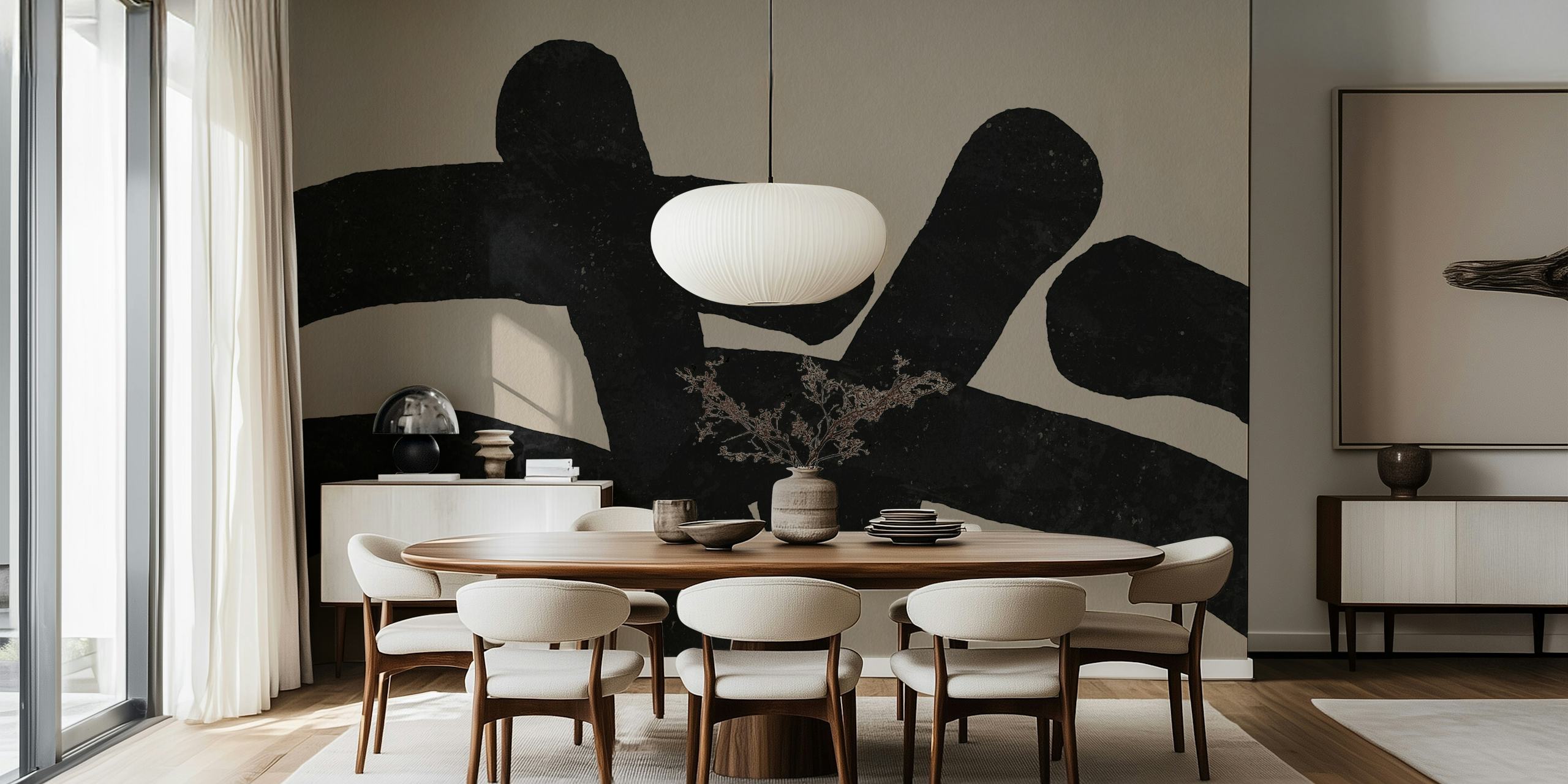 Modern Art Brush Strokes wallpaper in room