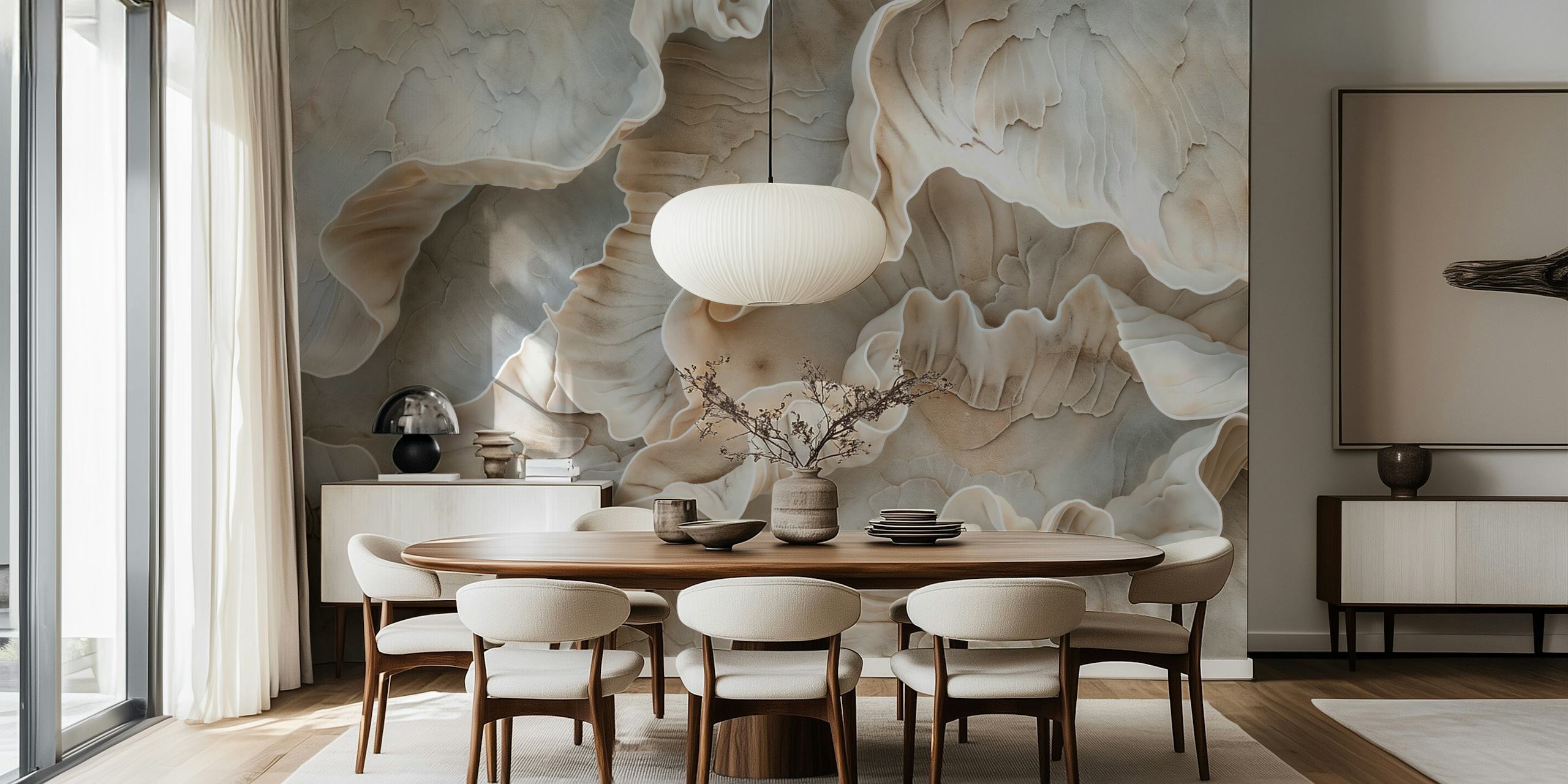 Natural Wave Organic 3D Sculpture wallpaper in a room