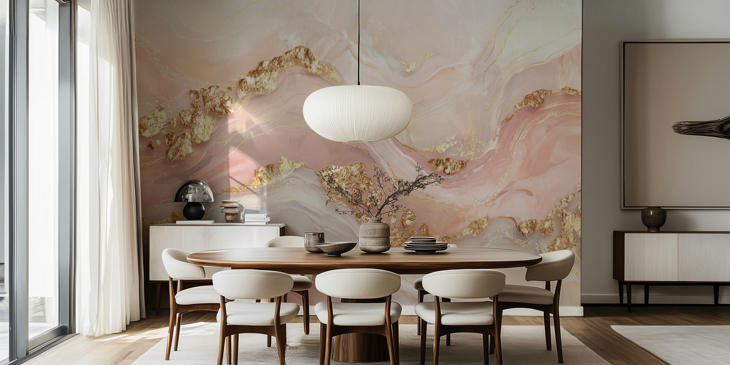 Blush Pink Marble z połyskującymi złotymi akcentami