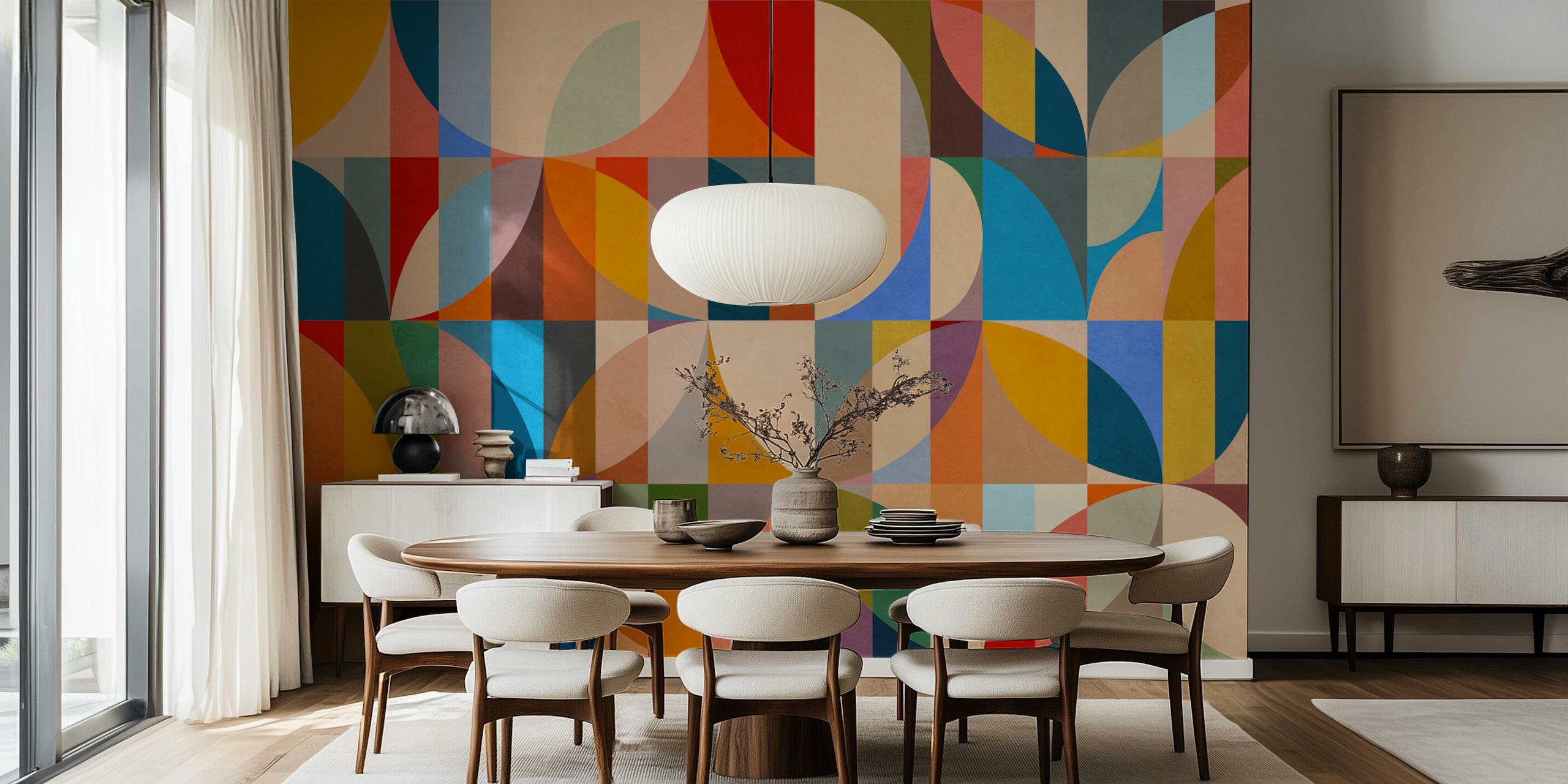 Tapeta Modern Color Geometry w pokoju
