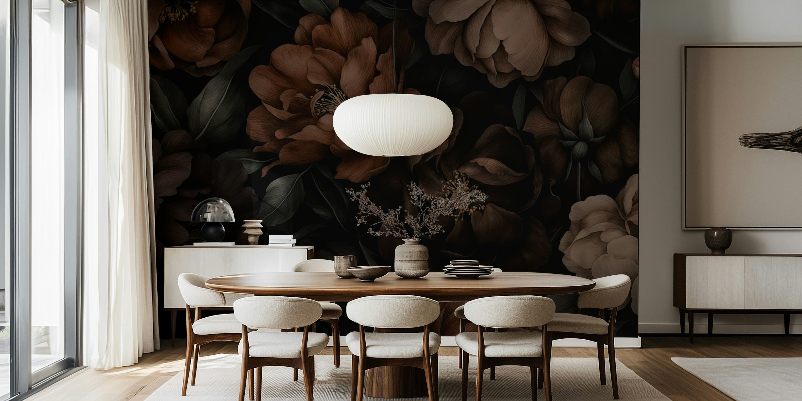 Papel de parede Nocturnal Gothic Garden em um quarto