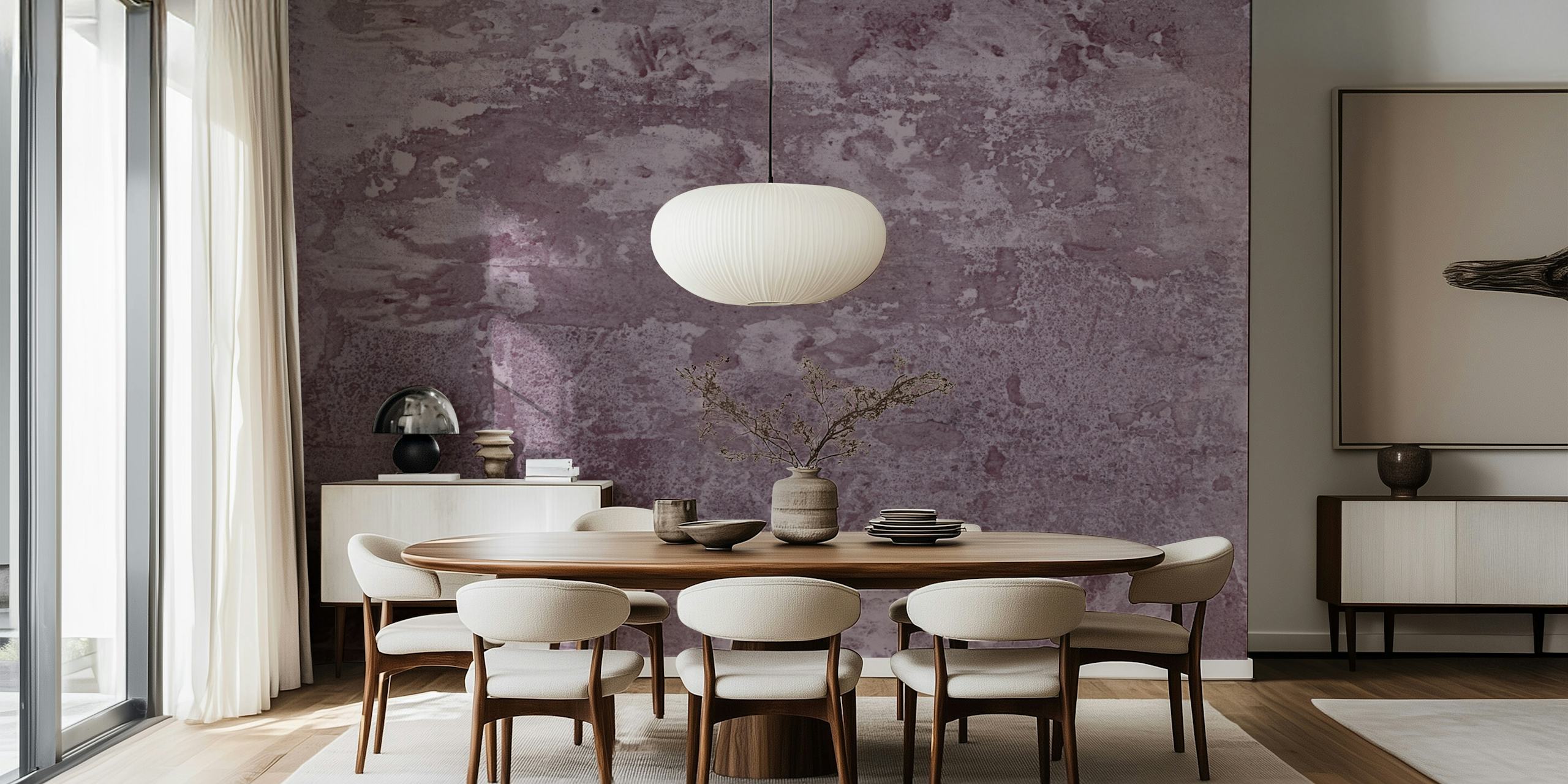 Ταπετσαρία Dusty Mauve Texture που εκτίθεται σε ένα δωμάτιο
