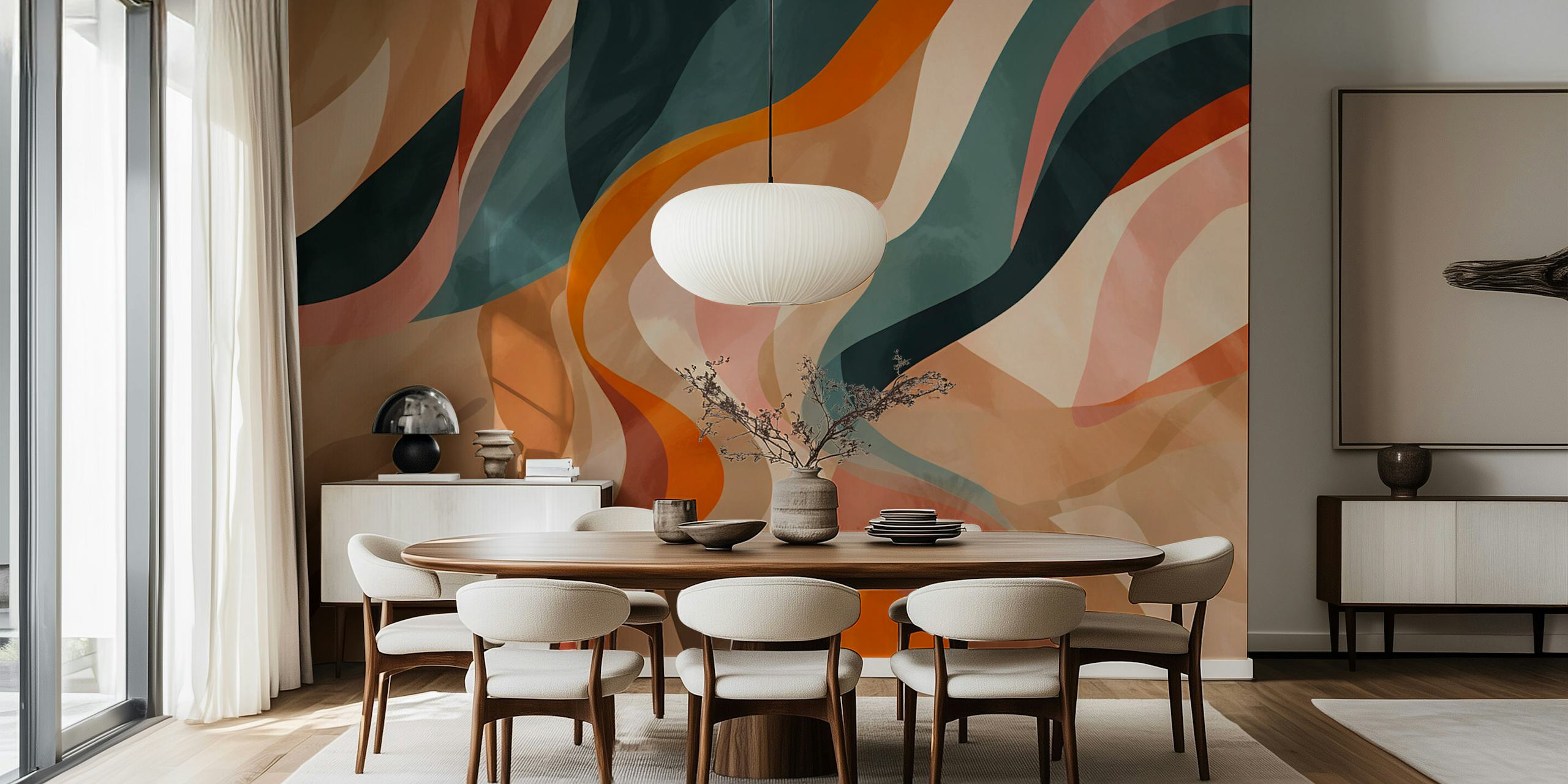 Papier peint Terracotta Drift dans une pièce moderne