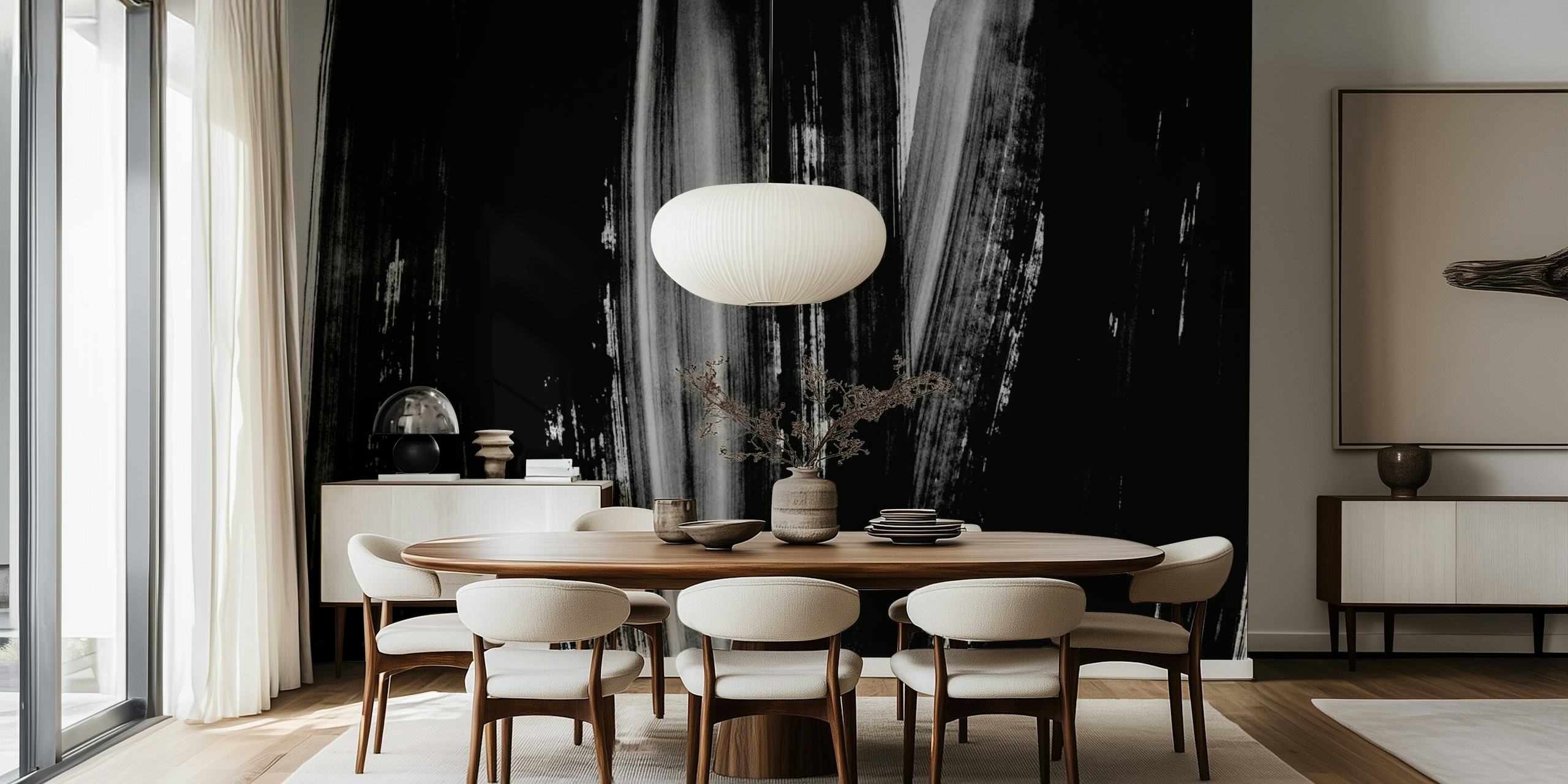 Bold Black Strokes wallpaper in a modern room