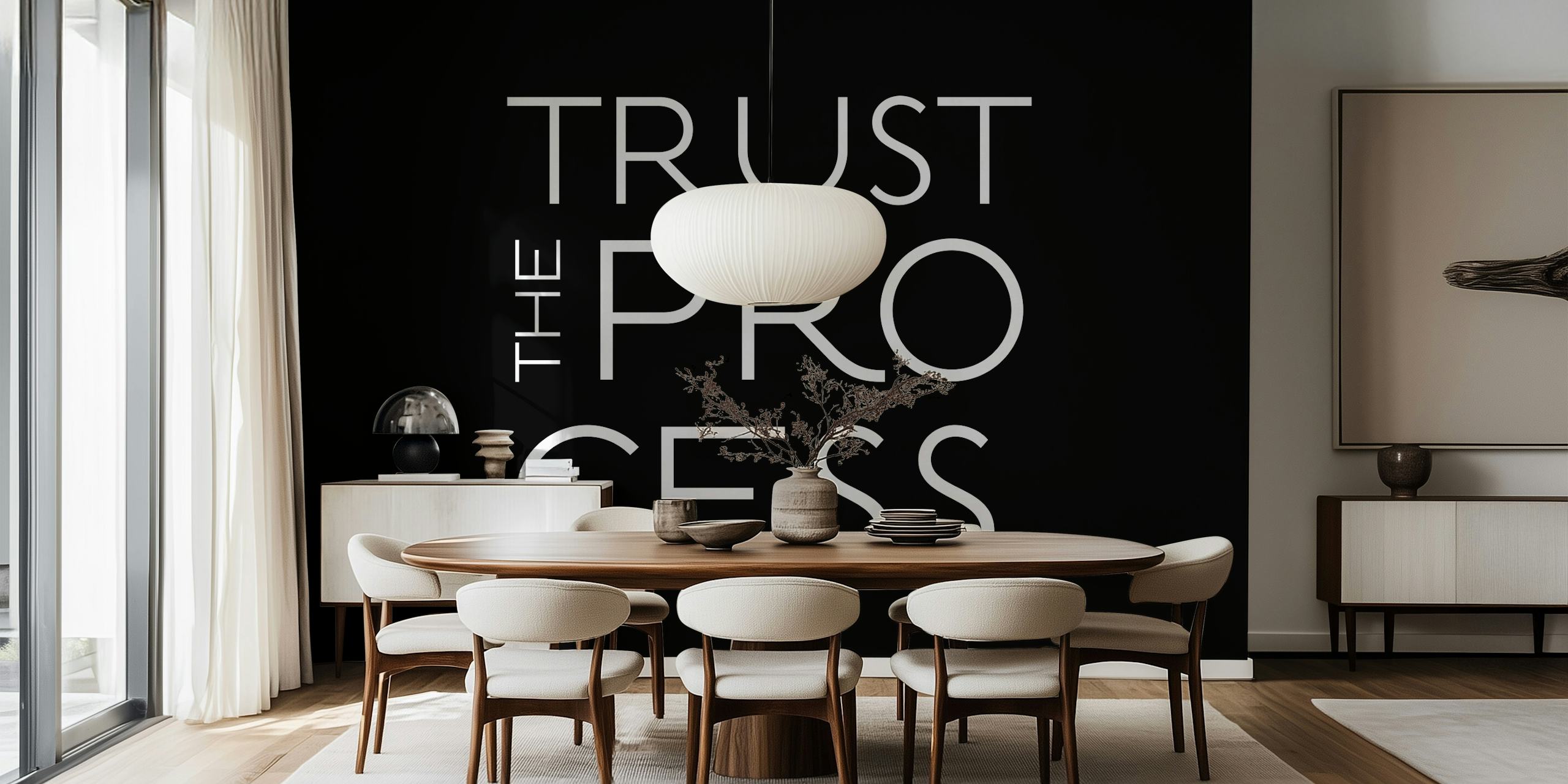 Trust The Process Black papel de parede em um quarto
