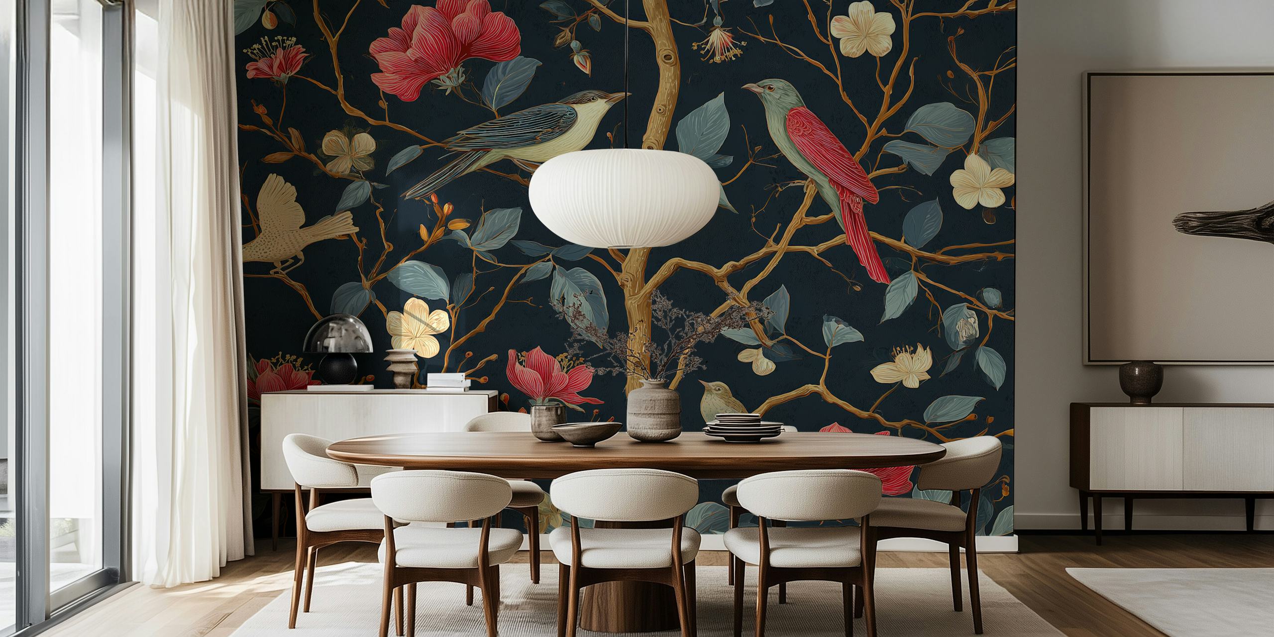 Σχεδίαση ταπετσαρίας Elegant Birds and Blossoms